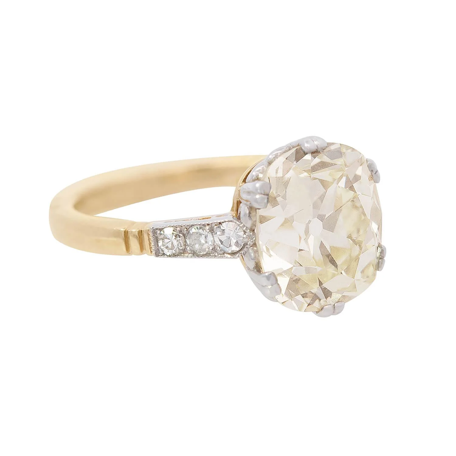 Art Deco 18k/Platinum GIA Diamond Engagement Ring 4.07ct - Image 2