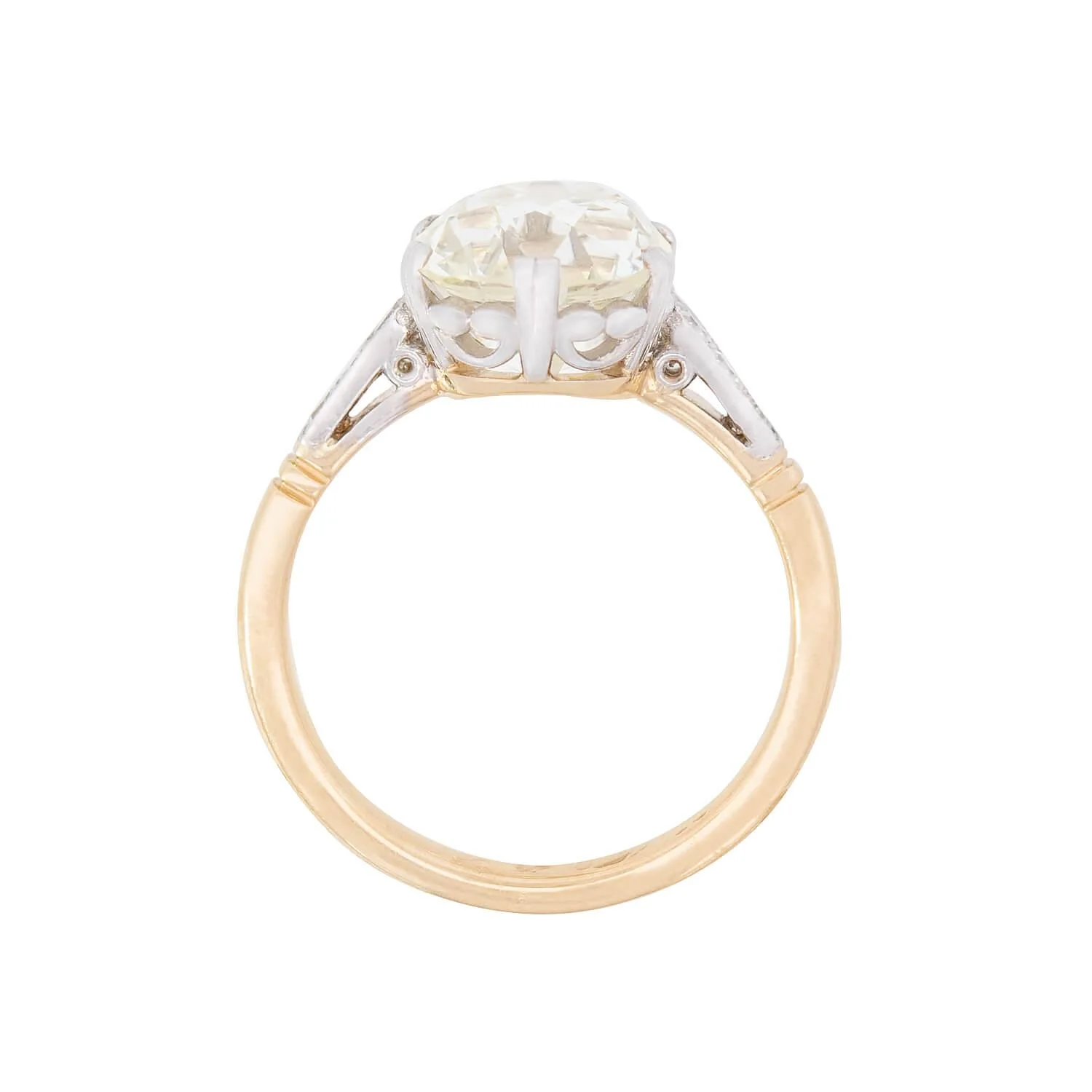 Art Deco 18k/Platinum GIA Diamond Engagement Ring 4.07ct - Image 4