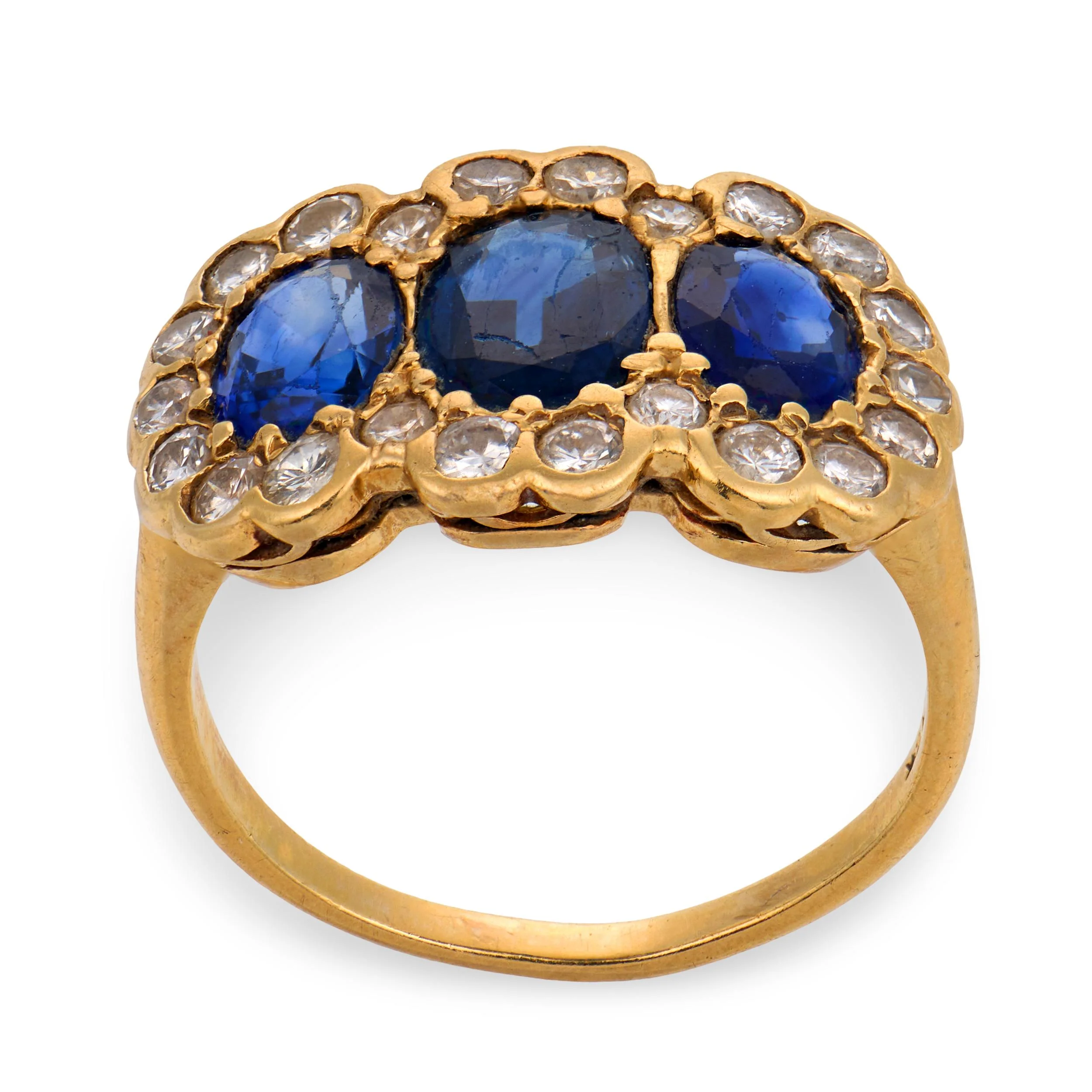 Art Deco 18k Sapphire & Diamond Halo Ring - Image 4