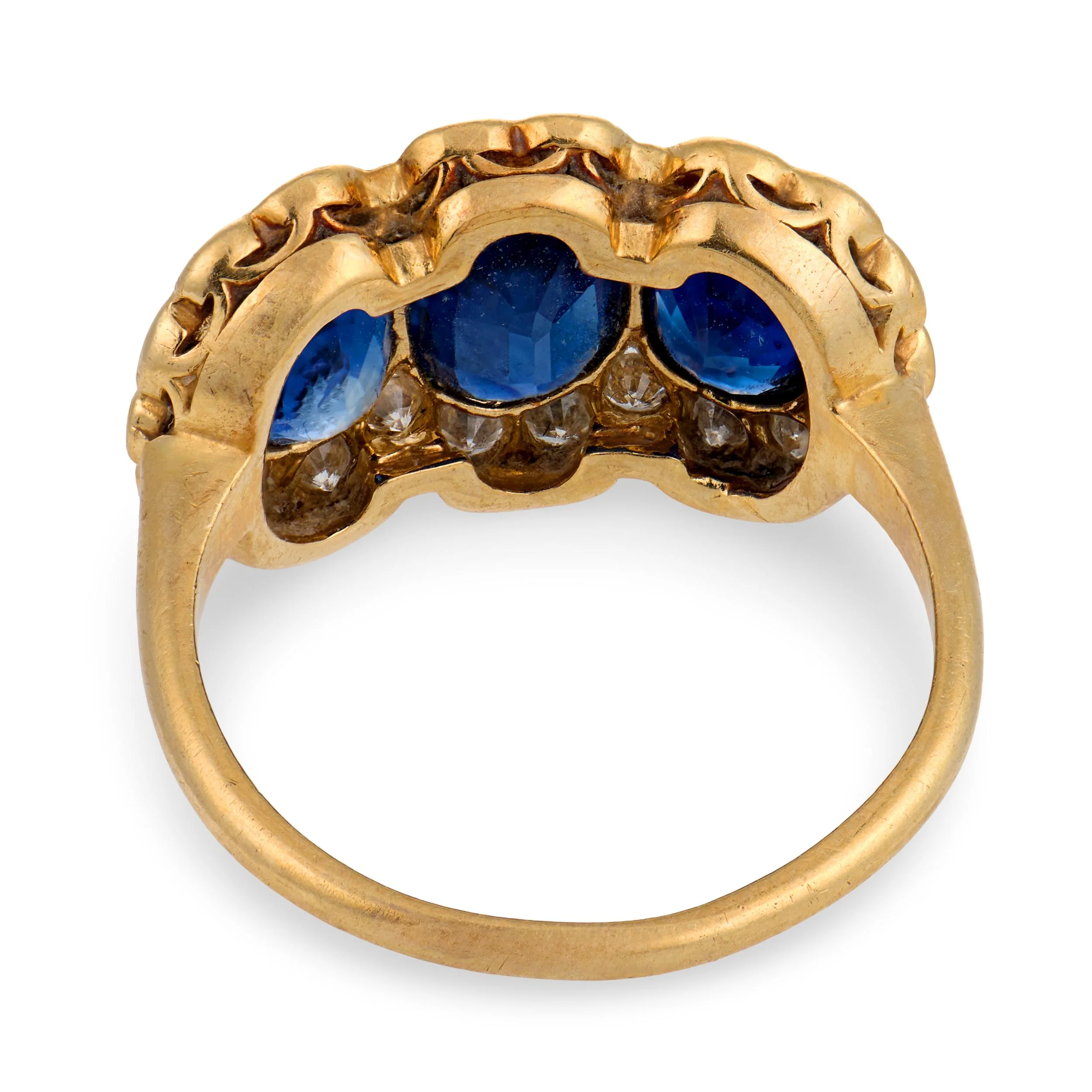 Art Deco 18k Sapphire & Diamond Halo Ring - Image 5