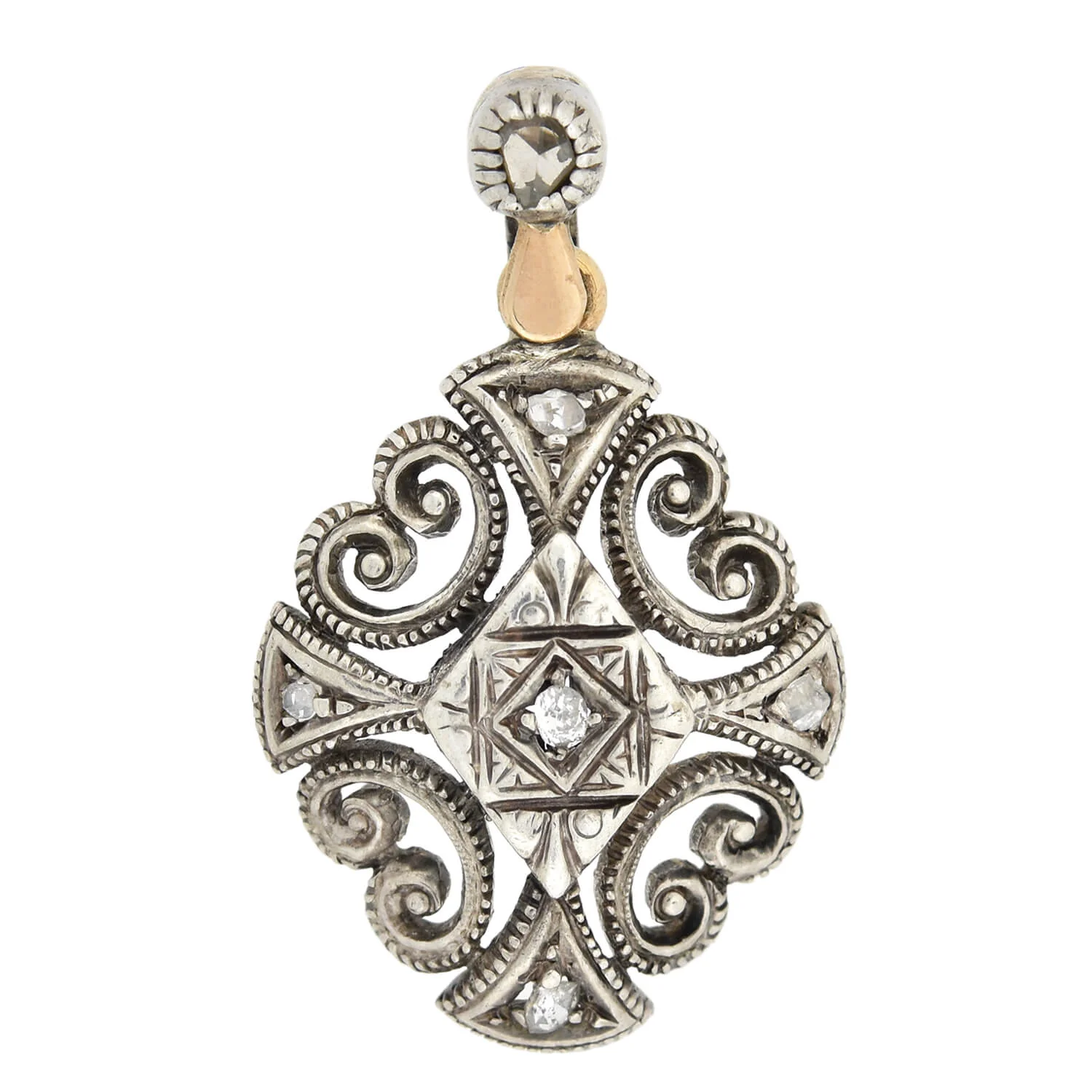 Art Deco 18kt/Silver Diamond Dangle Earrings - Image 2