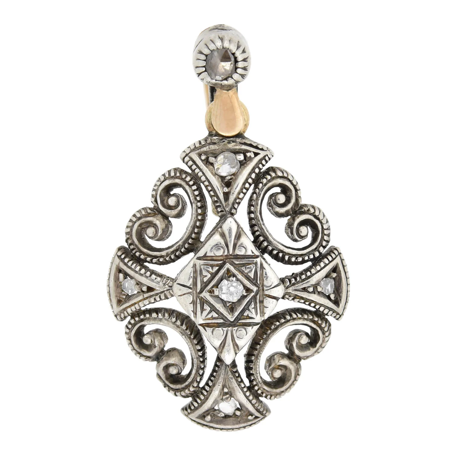 Art Deco 18kt/Silver Diamond Dangle Earrings - Image 3