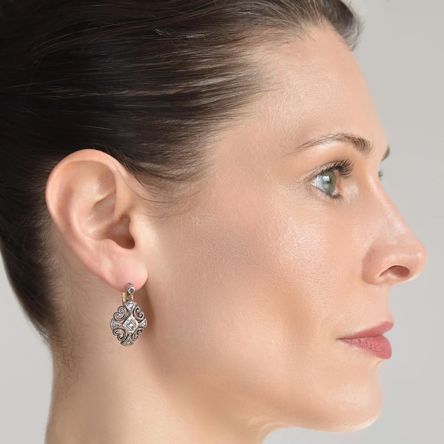 Art Deco 18kt/Silver Diamond Dangle Earrings - Image 7