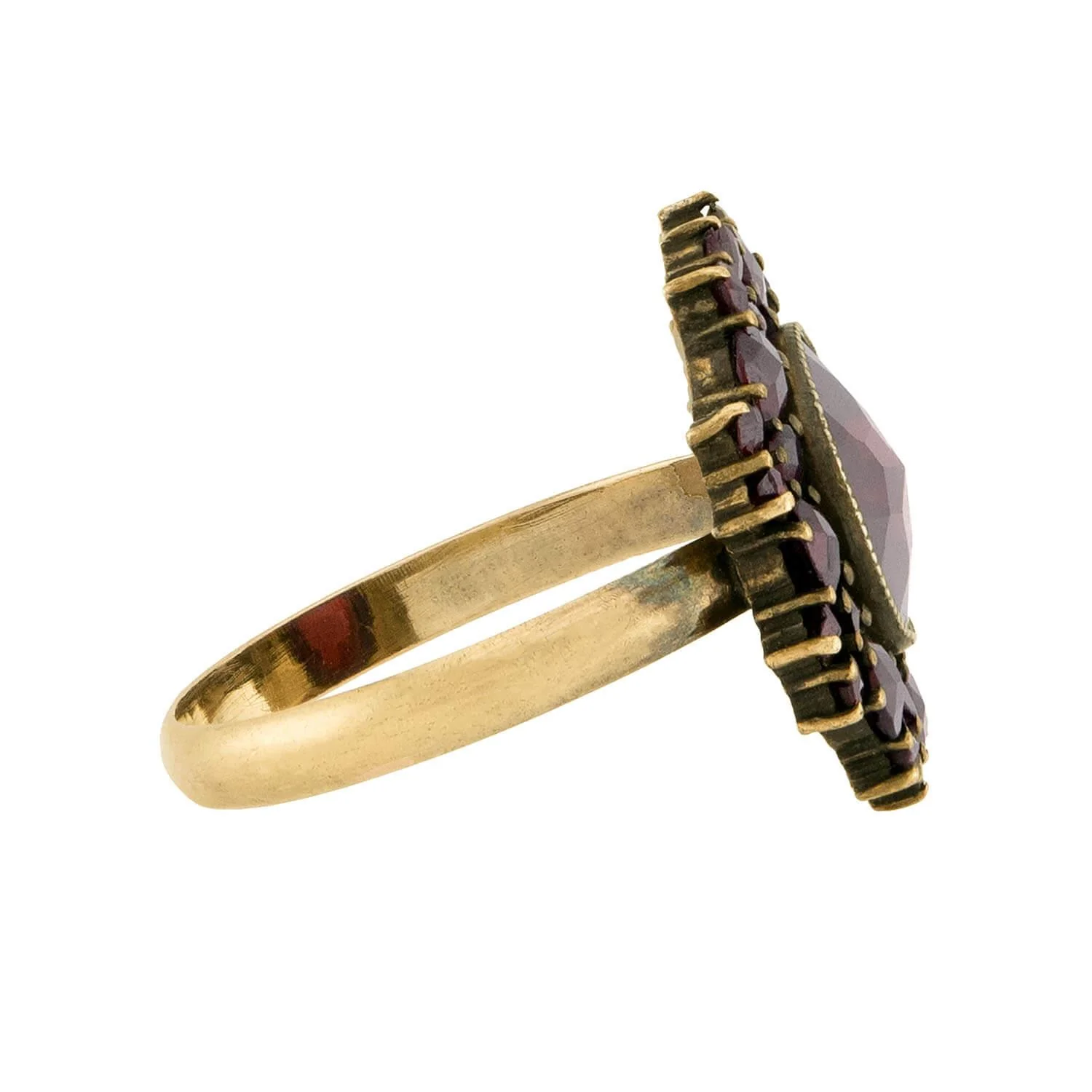 Art Deco Czechoslovakian 14k Garnet Cluster Ring - Image 3