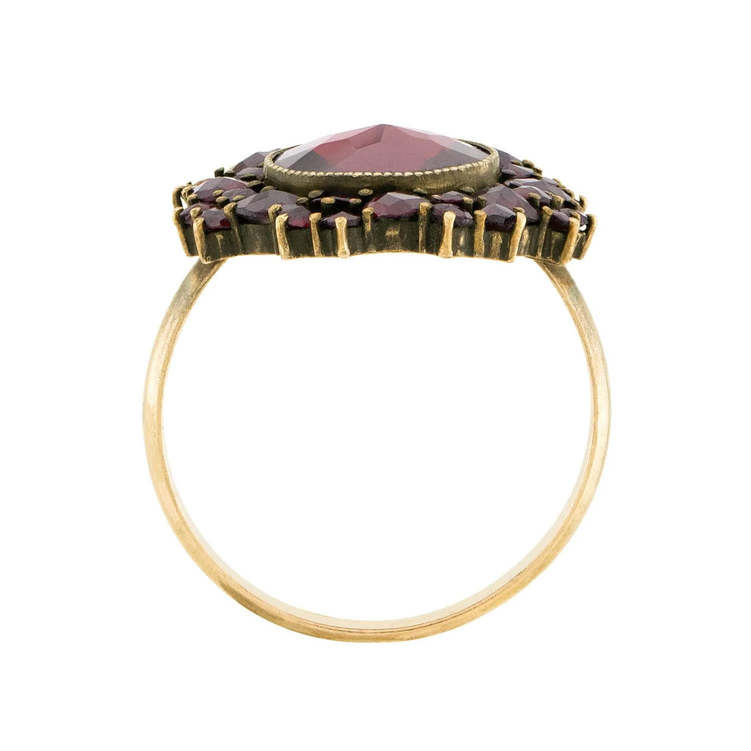 Art Deco Czechoslovakian 14k Garnet Cluster Ring - Image 4