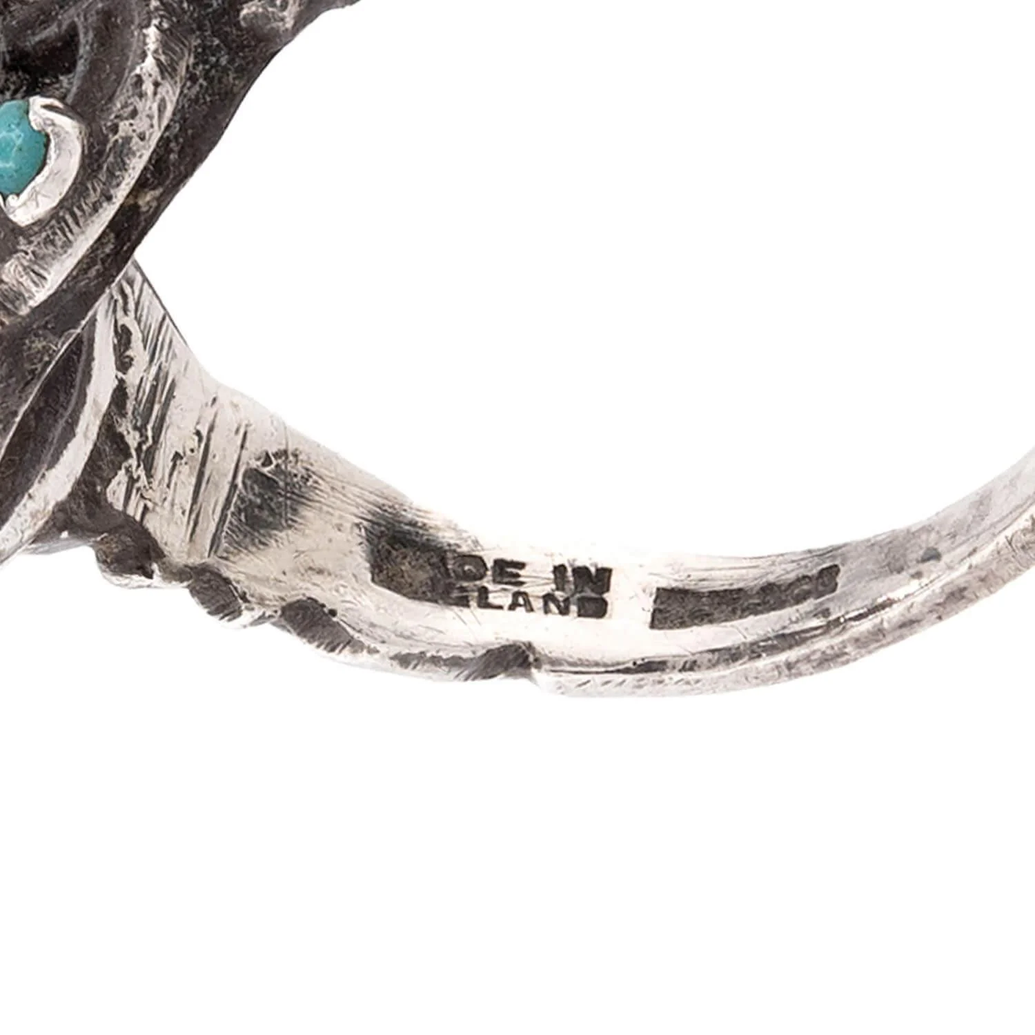 Art Deco English Sterling Silver Coral & Turquoise Ring - Image 5