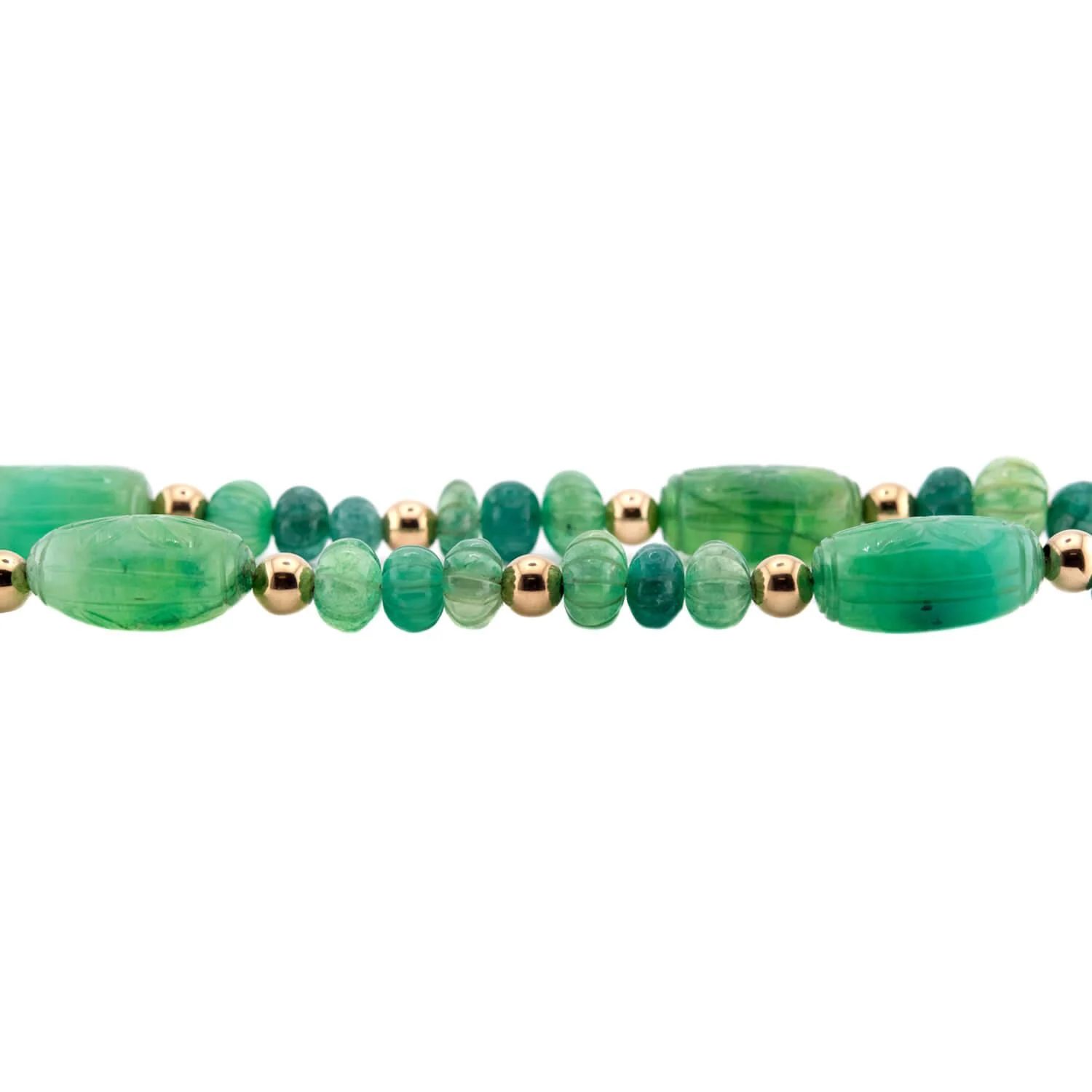 Art Deco Gold-Filled & Carved Jadeite Bead Necklace - Image 3