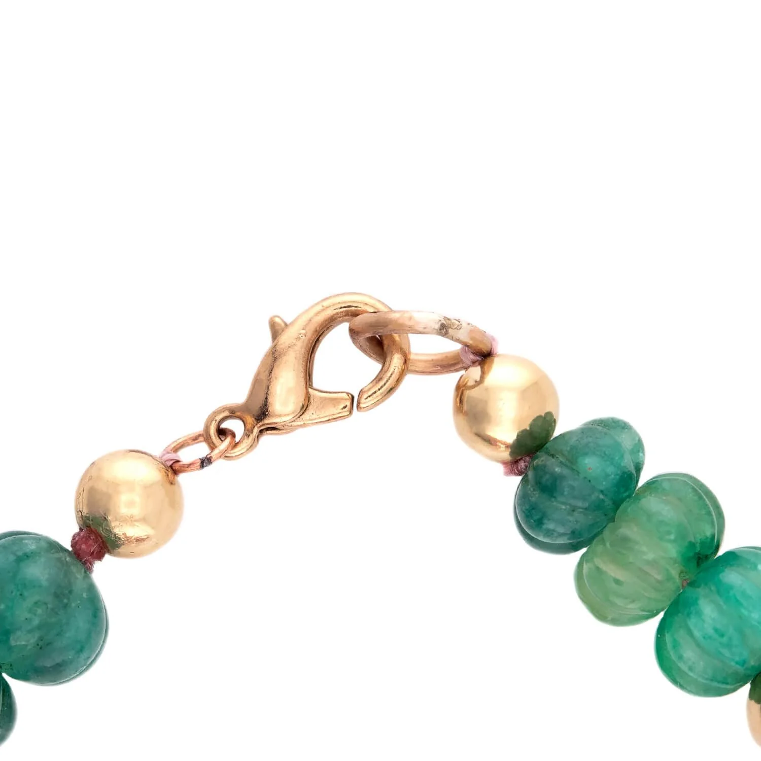Art Deco Gold-Filled & Carved Jadeite Bead Necklace - Image 4