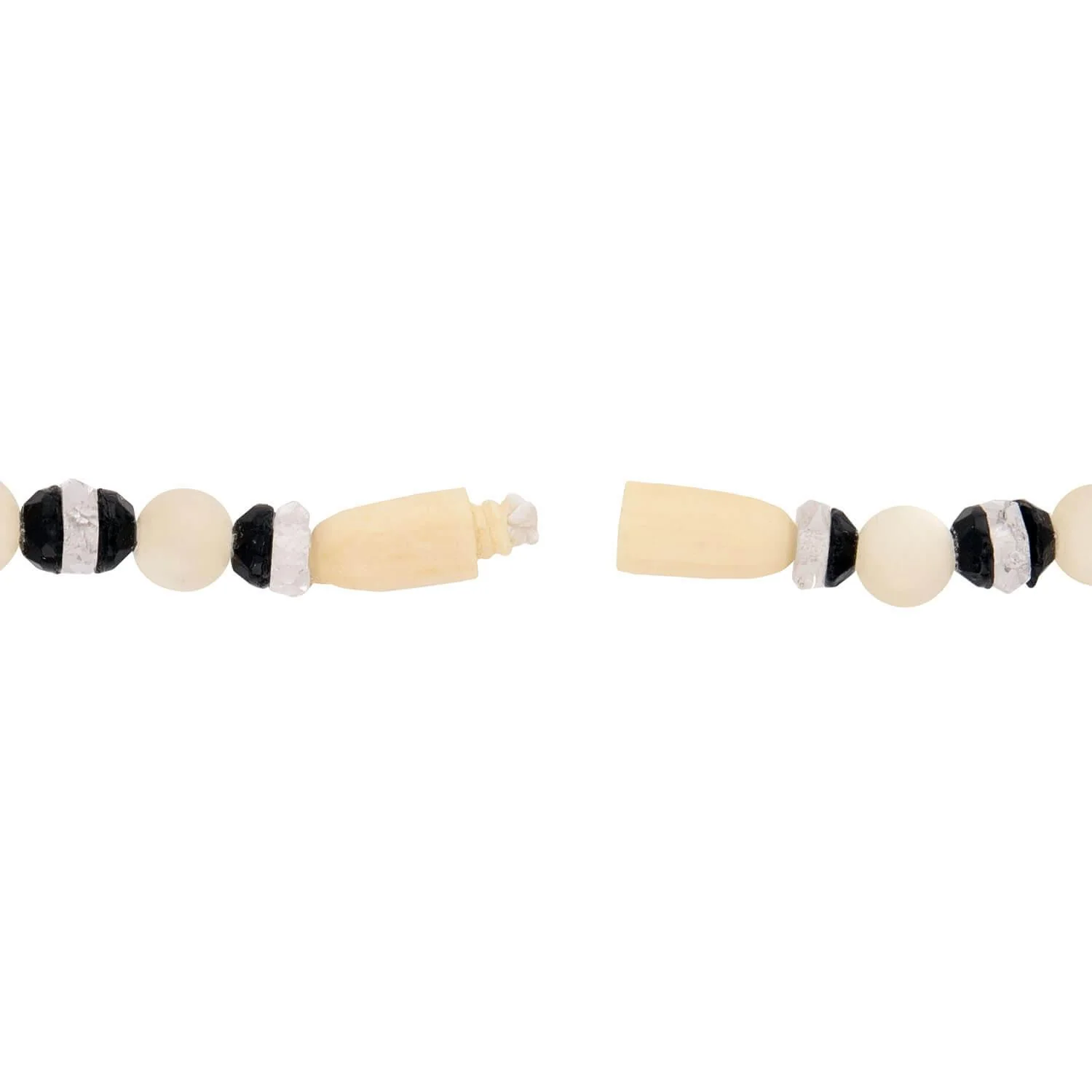 Art Deco Mother of. Pearl, Onyx, & Rock Quartz Crystal Bead Necklace - Image 4