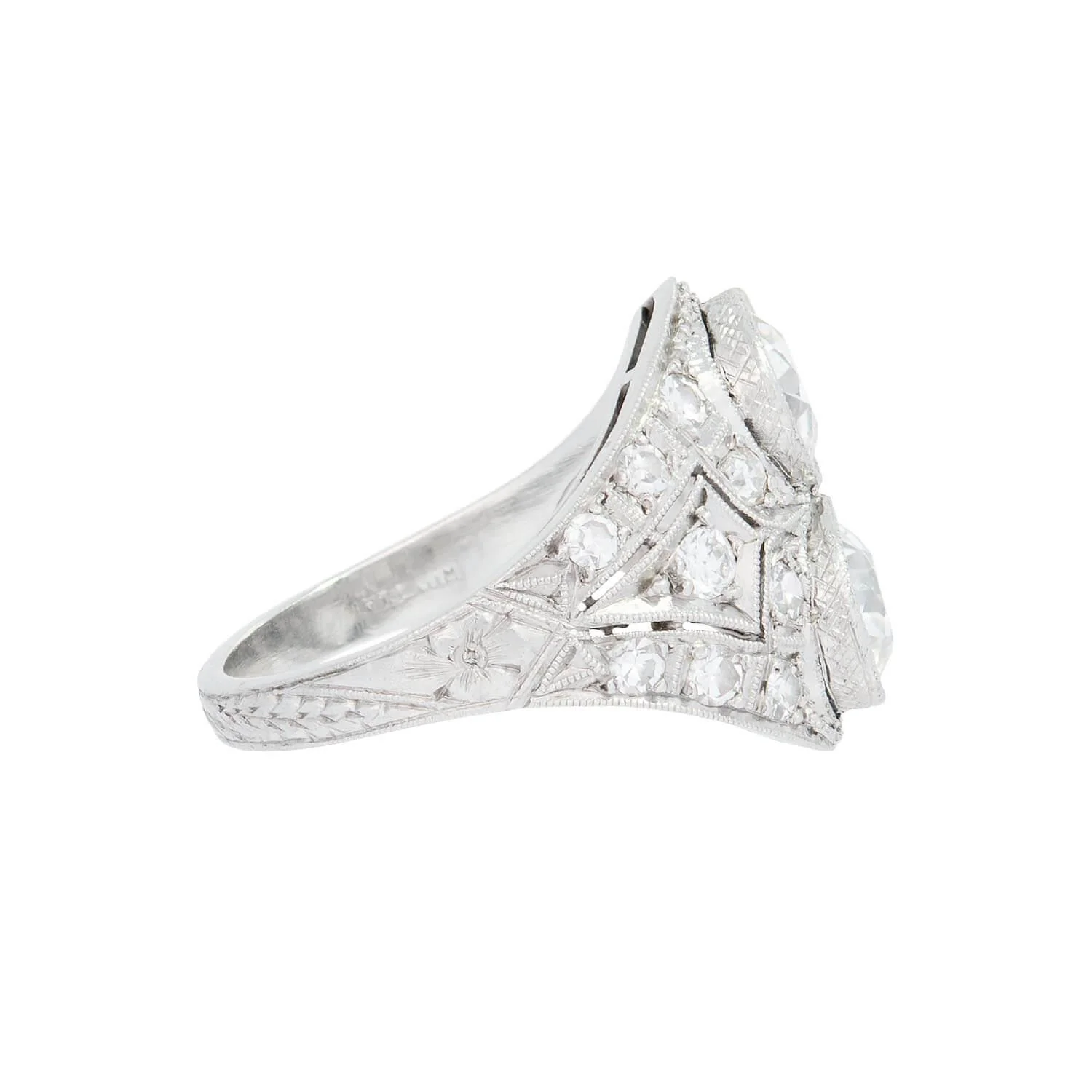 Art Deco Platinum Diamond Two-Stone Ring - Image 3