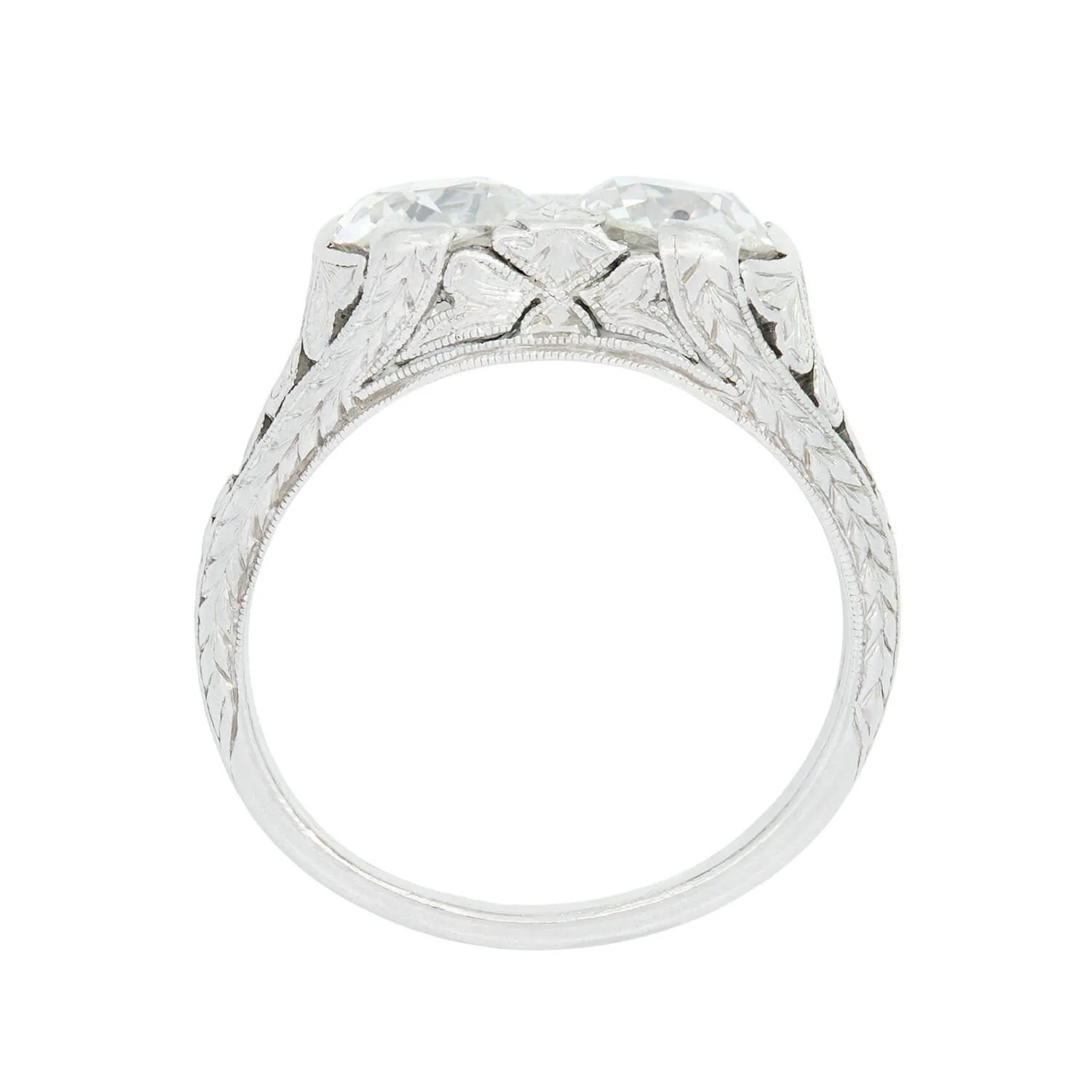 Art Deco Platinum Diamond 2 Stone Engagement Ring 2.20ctw - Image 4