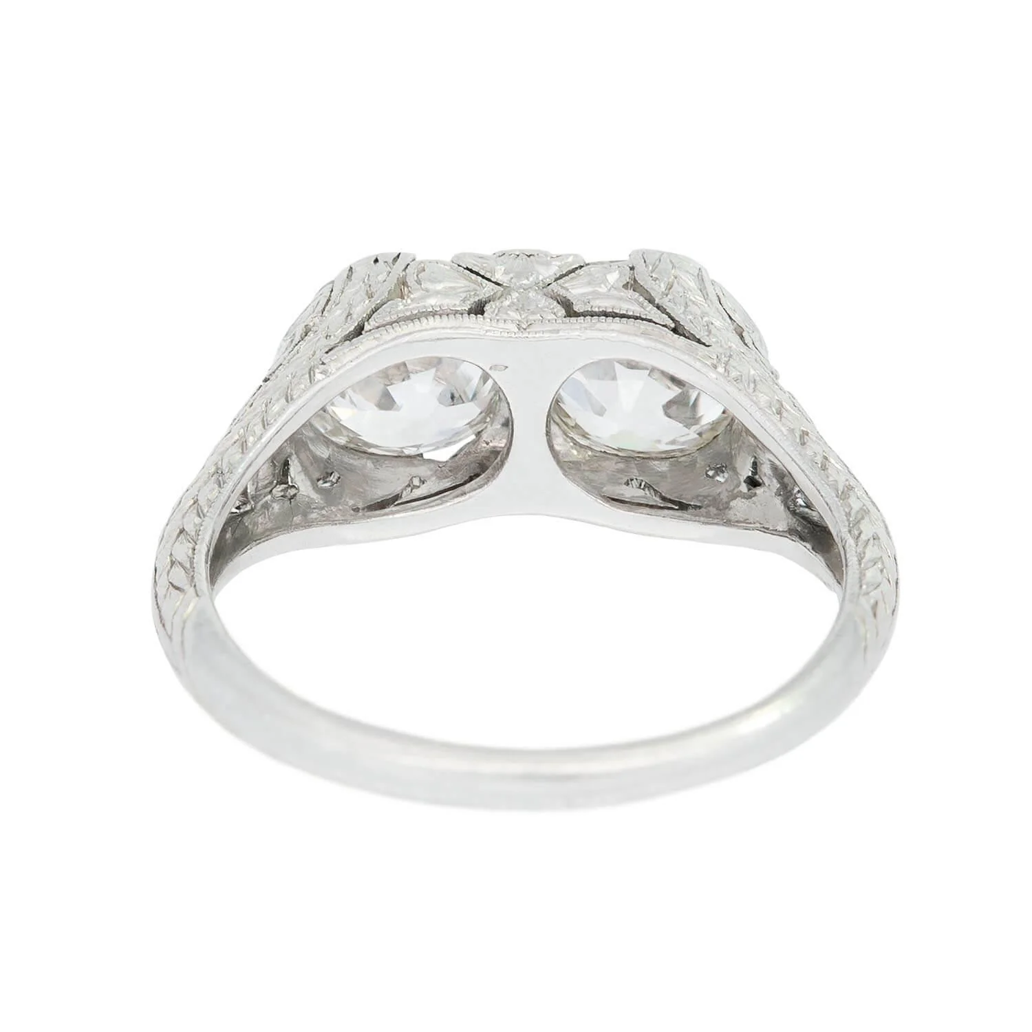 Art Deco Platinum Diamond 2 Stone Engagement Ring 2.20ctw - Image 5