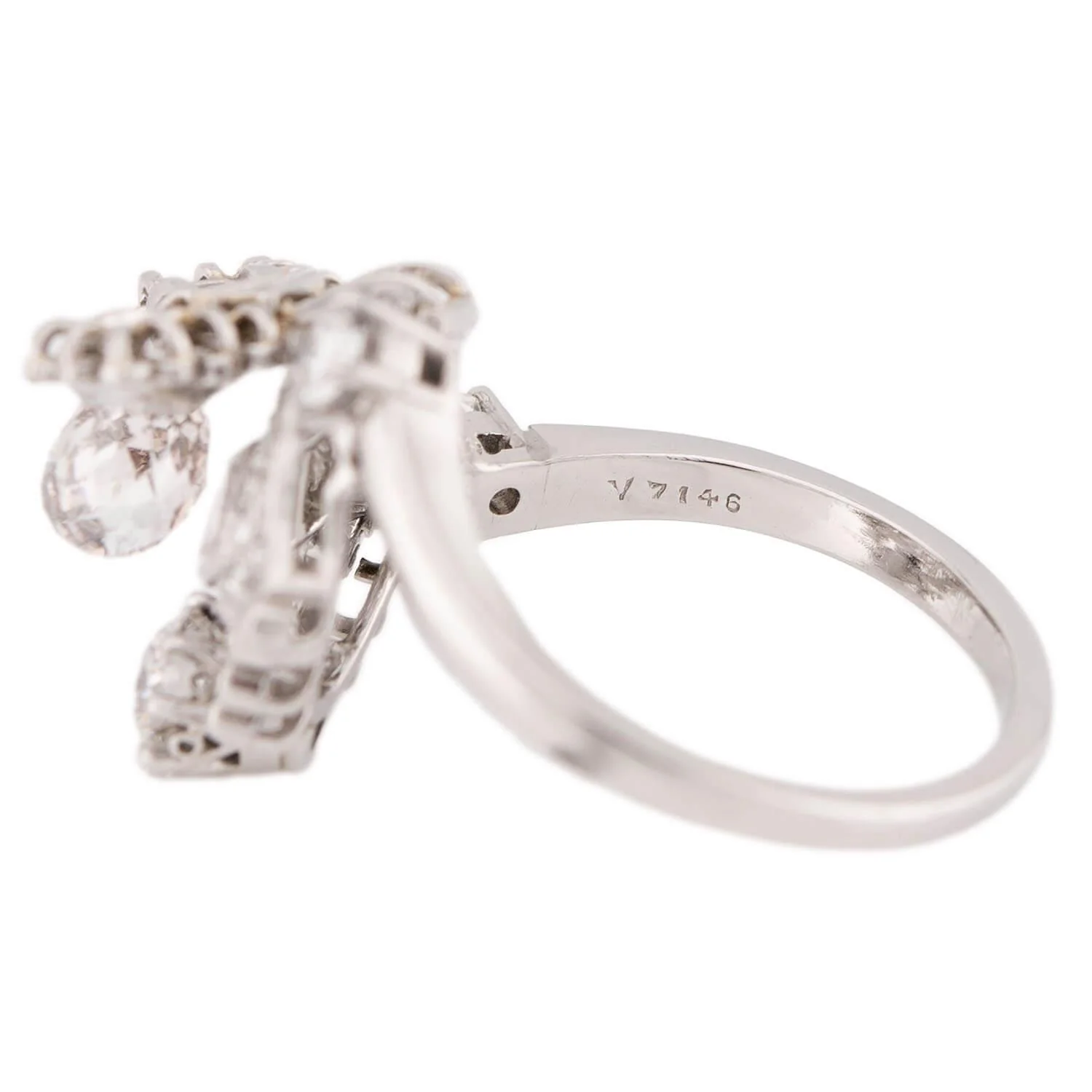 Art Deco Platinum Diamond Briolette Ring - Image 6