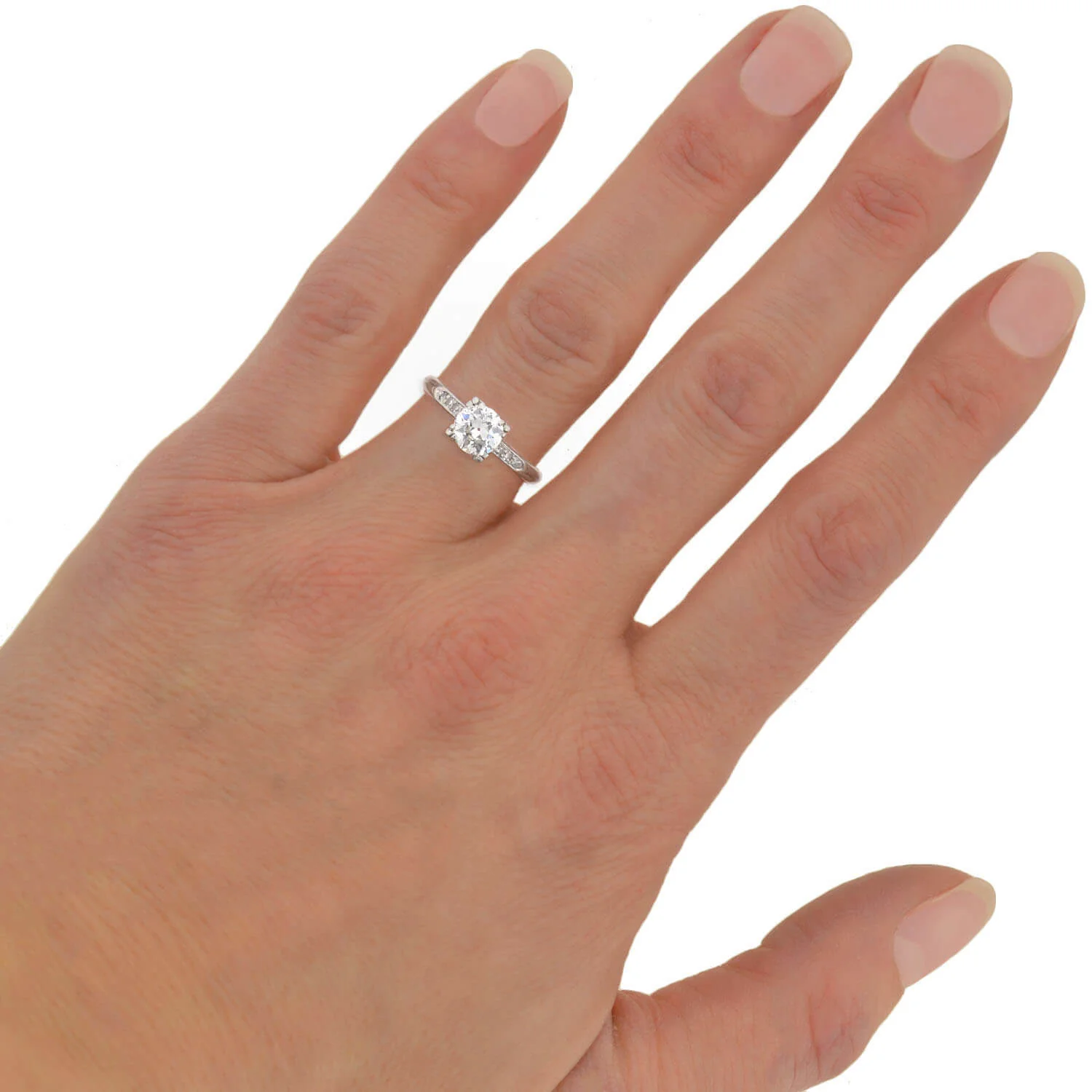 Retro Platinum Diamond Engagement Ring 0.68ct - Image 6