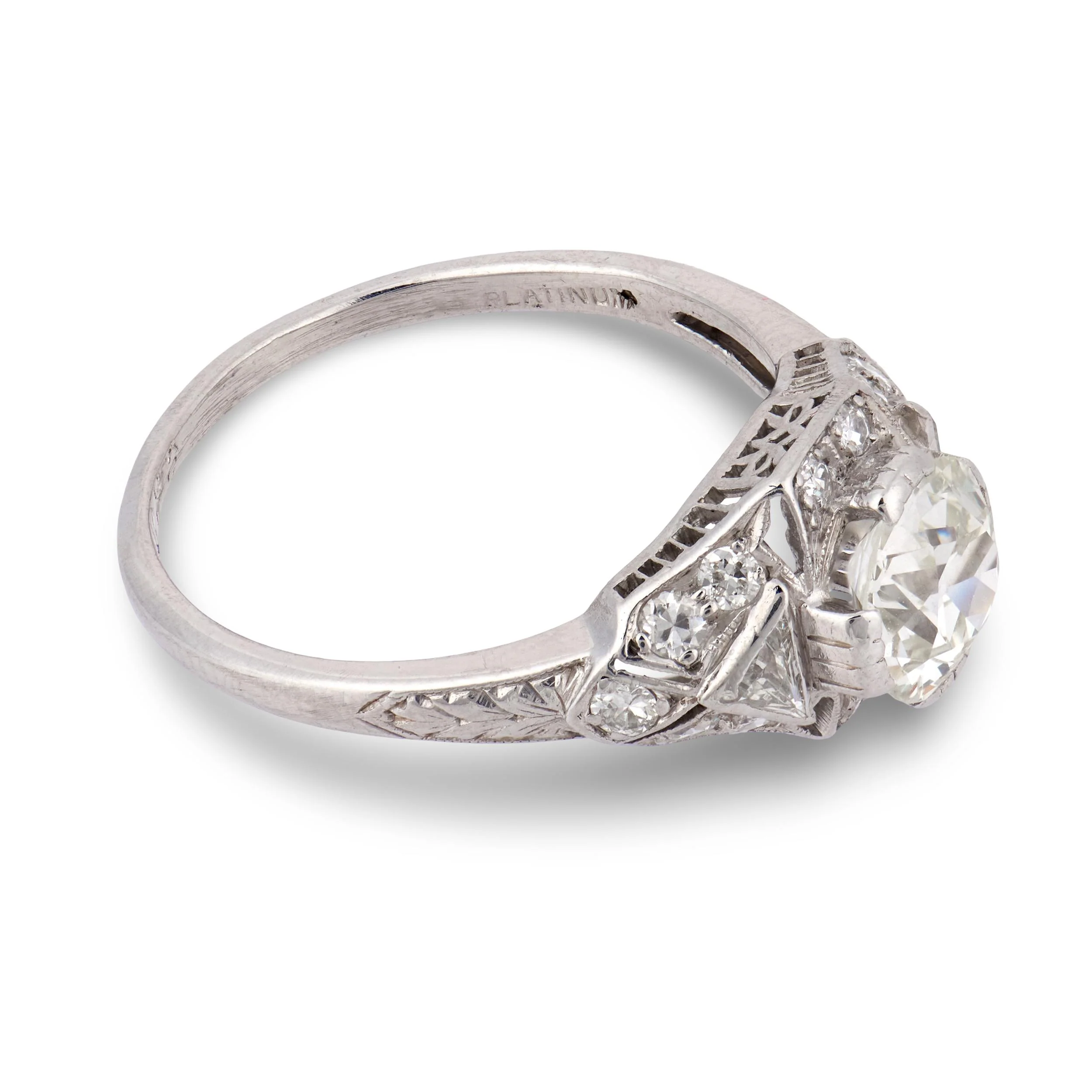 Art Deco Platinum Diamond Engagement Ring 1.05ct - Image 3