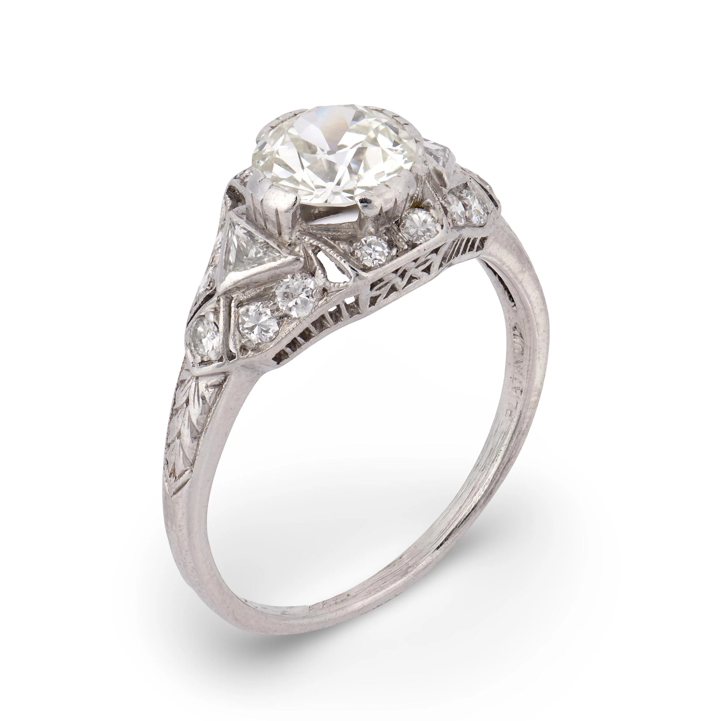 Art Deco Platinum Diamond Engagement Ring 1.05ct - Image 4