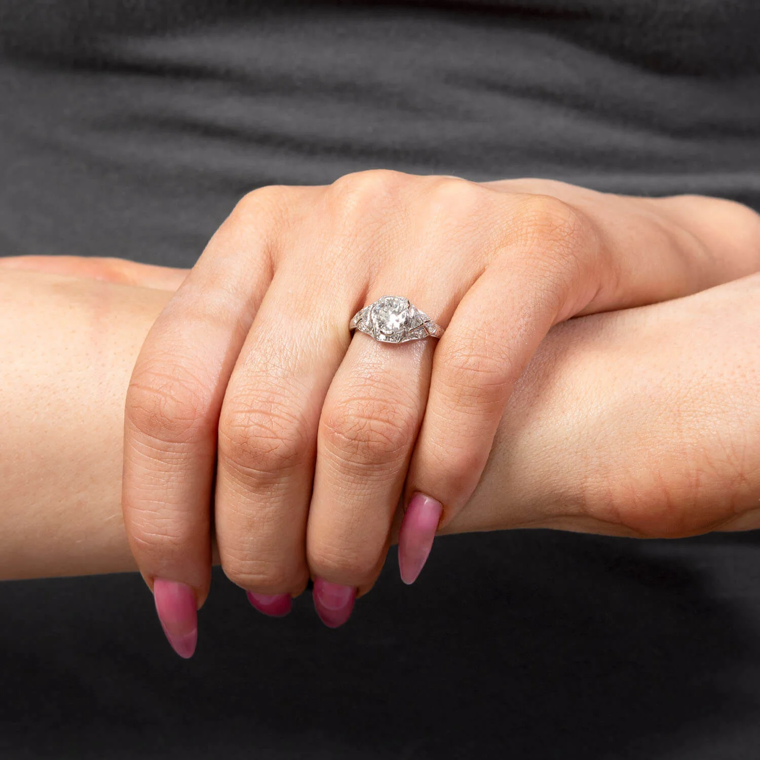 Art Deco Platinum Diamond Engagement Ring 1.05ct - Image 6