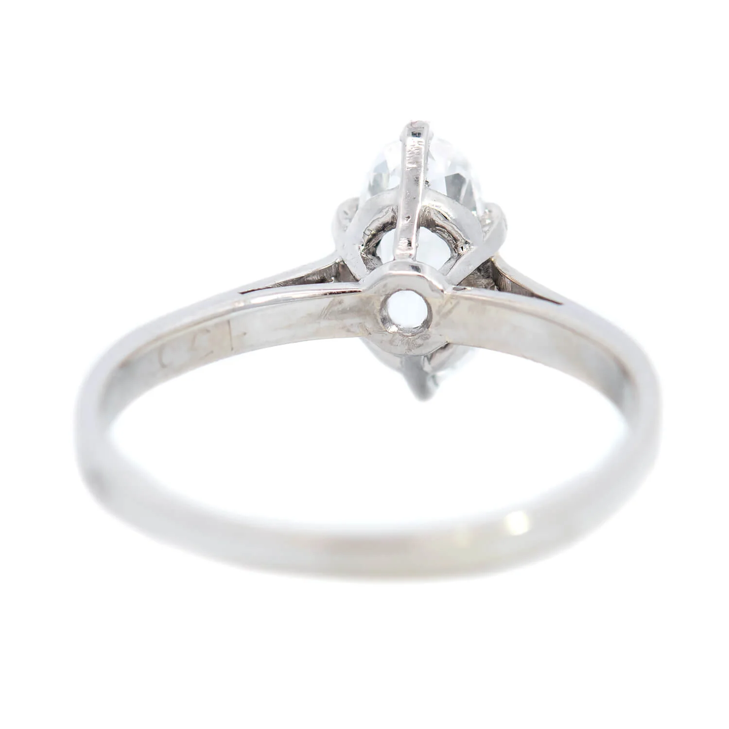 Art Deco Platinum Oval Diamond Engagement Ring 1.06ctw - Image 5