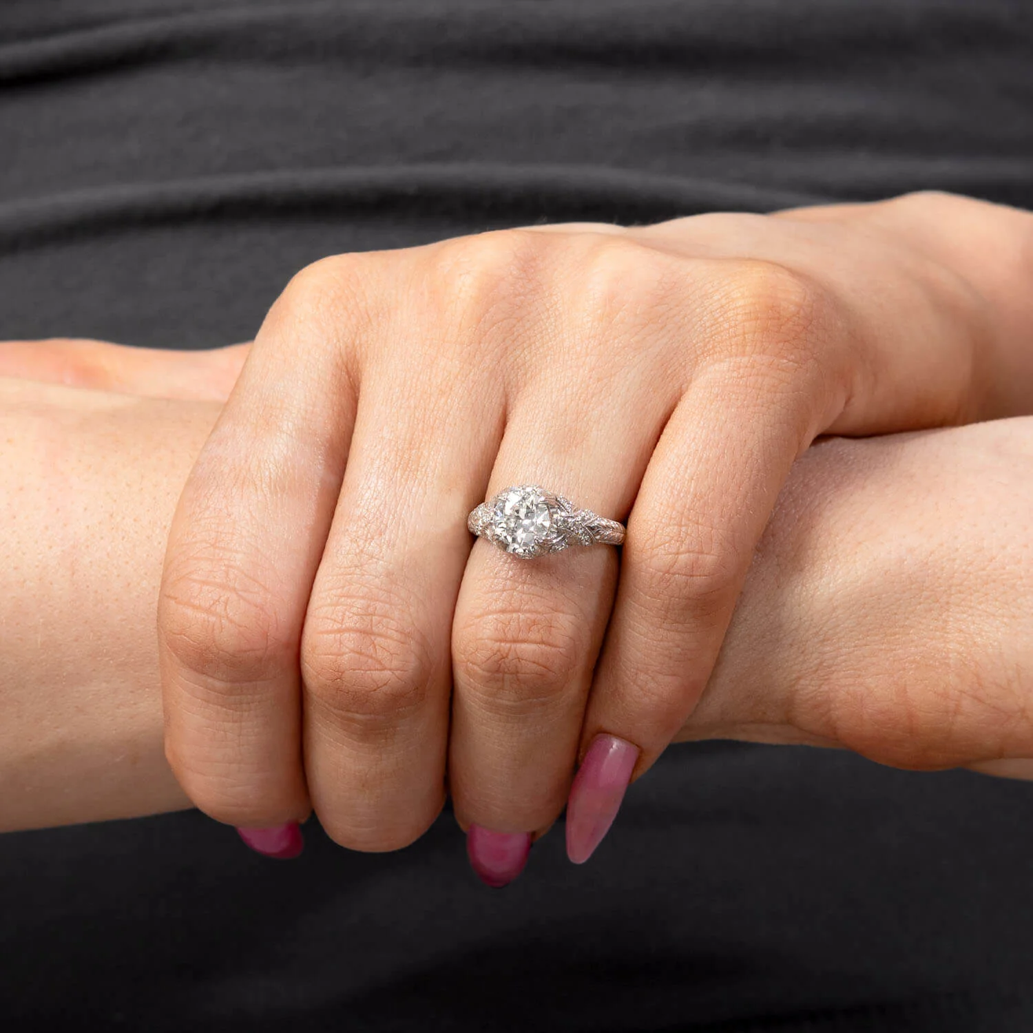 Art Deco Platinum Diamond Engagement Ring 1.25ct - Image 5