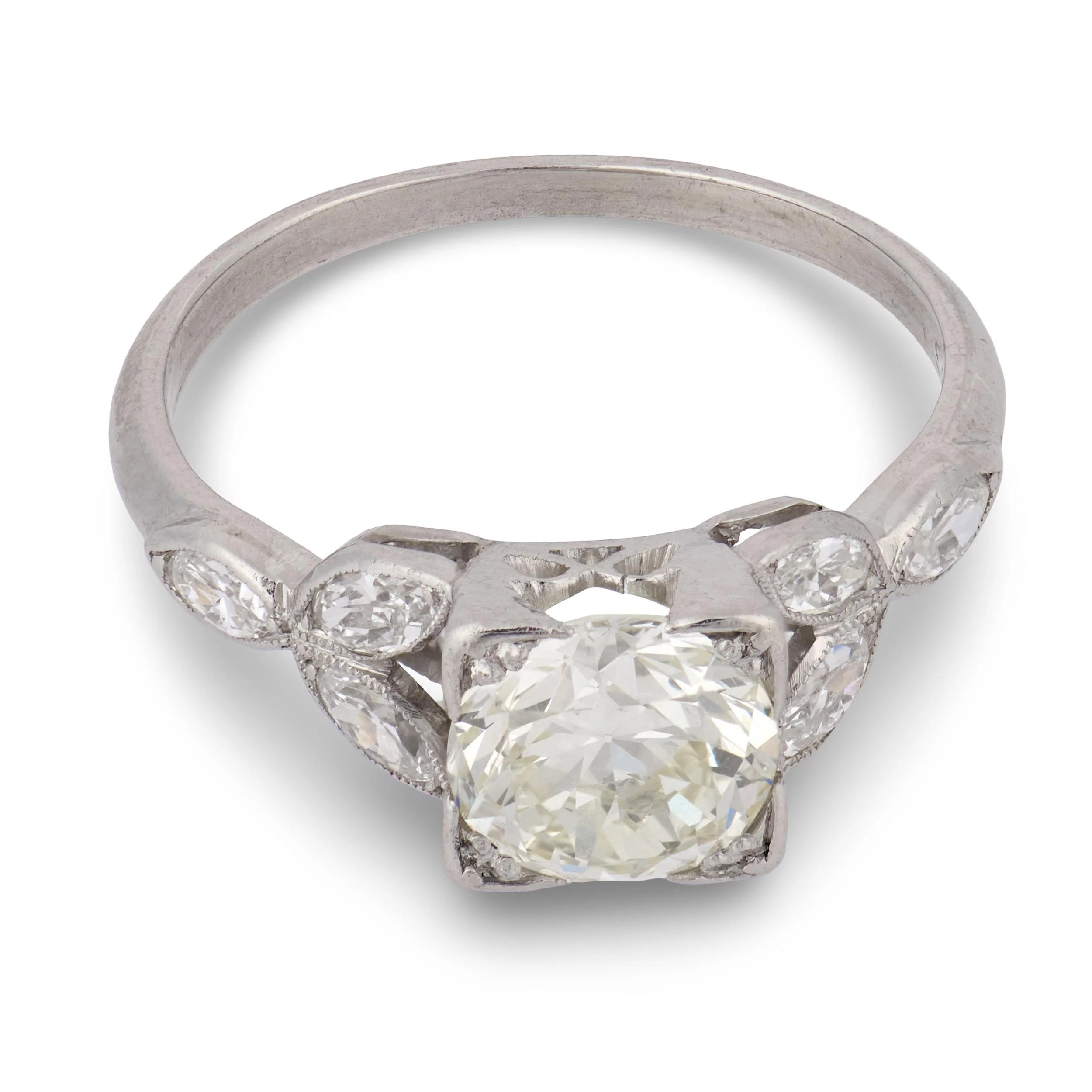 Art Deco Platinum Diamond Engagement Ring 1.35ct - Image 2