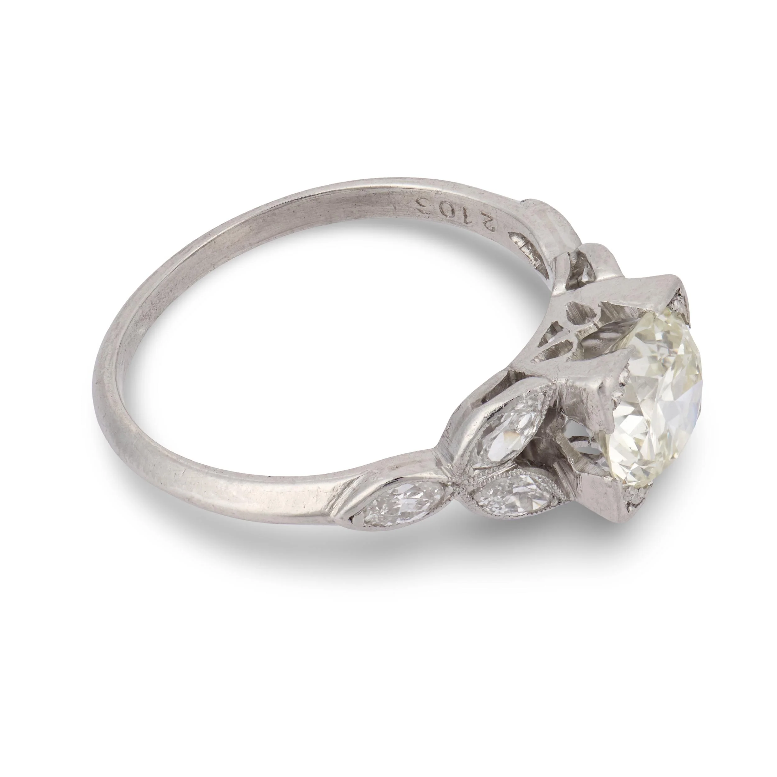 Art Deco Platinum Diamond Engagement Ring 1.35ct - Image 3