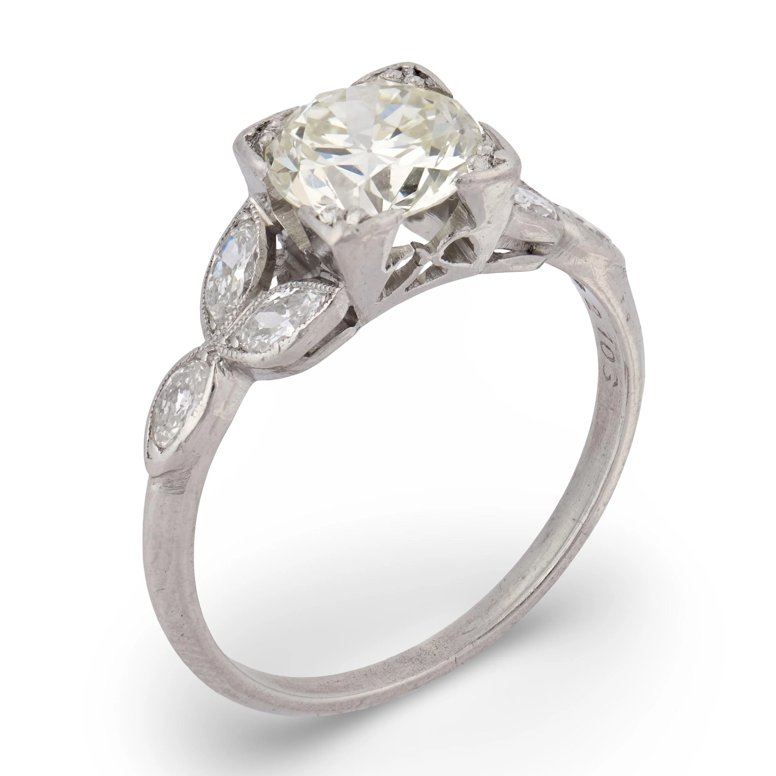Art Deco Platinum Diamond Engagement Ring 1.35ct - Image 4