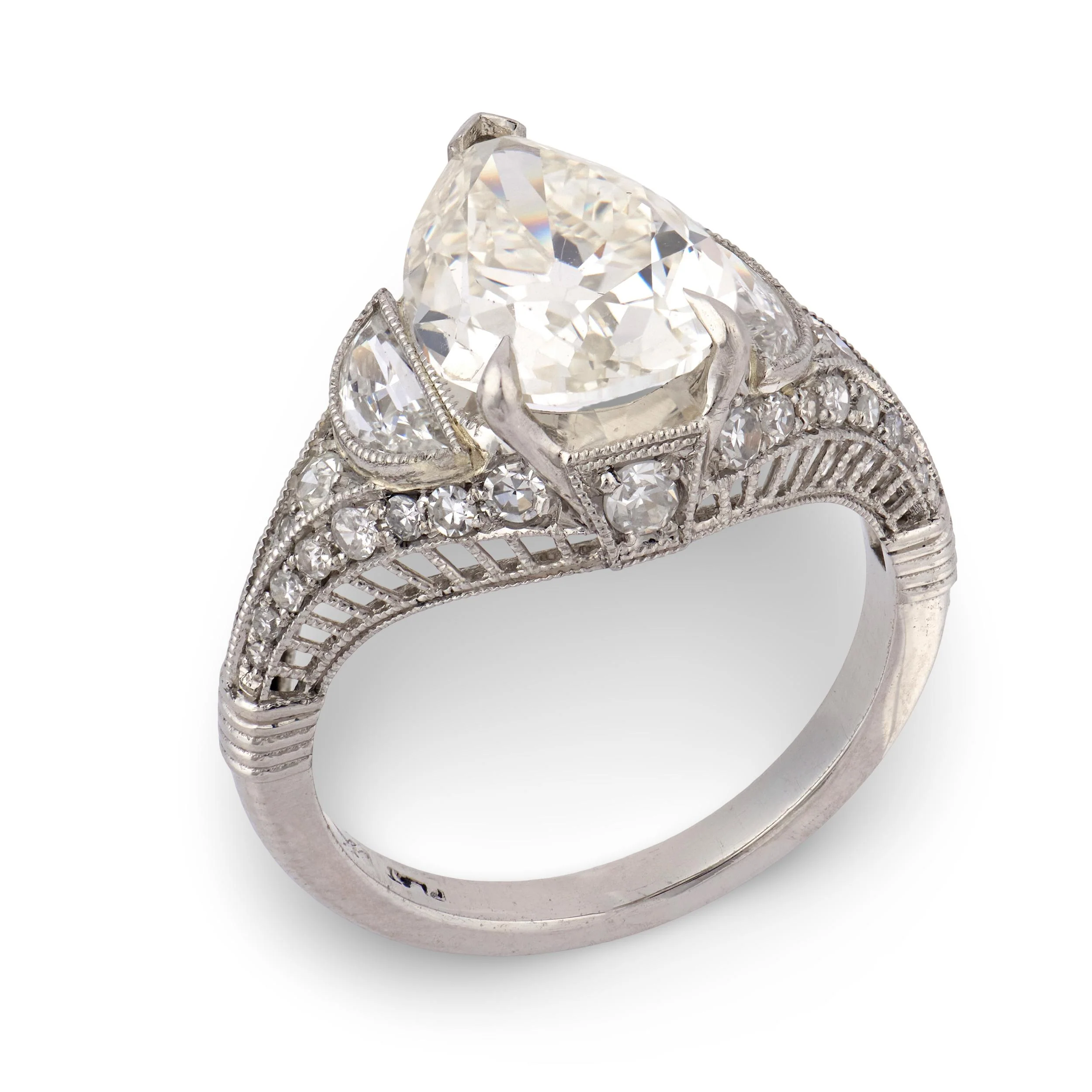 Art Deco Platinum Diamond Engagement Ring 2.60ct - Image 4