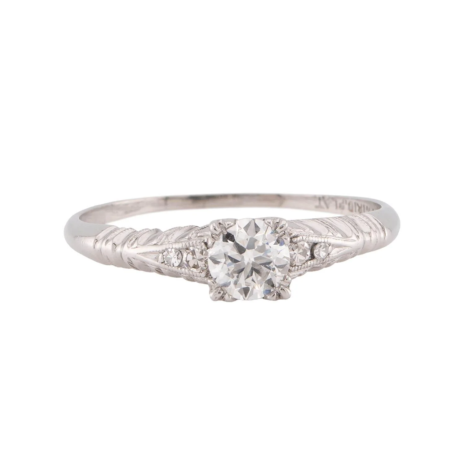 Art Deco Platinum Diamond Engagement Ring .35ct - Image 2