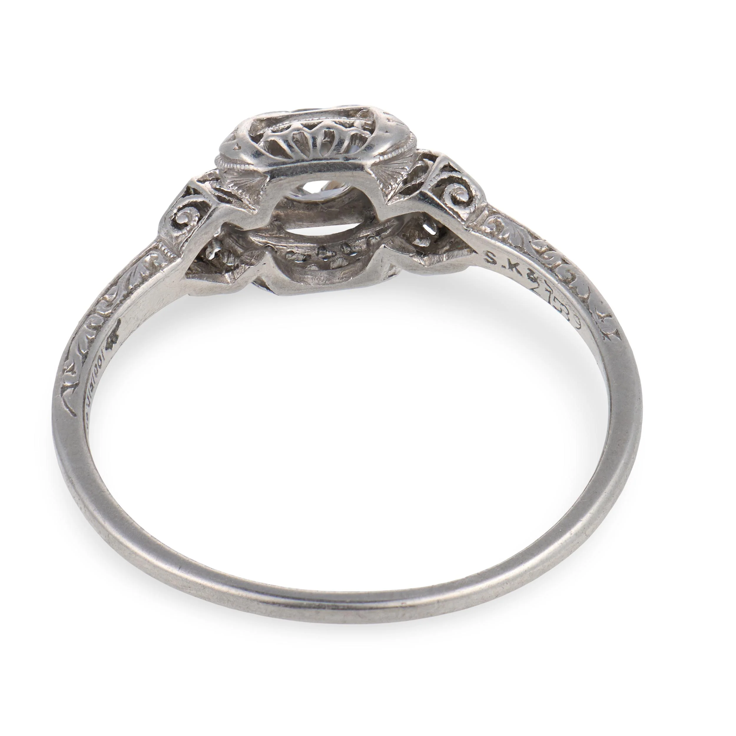 Art Deco Platinum Diamond Engagement Ring .55ct - Image 5