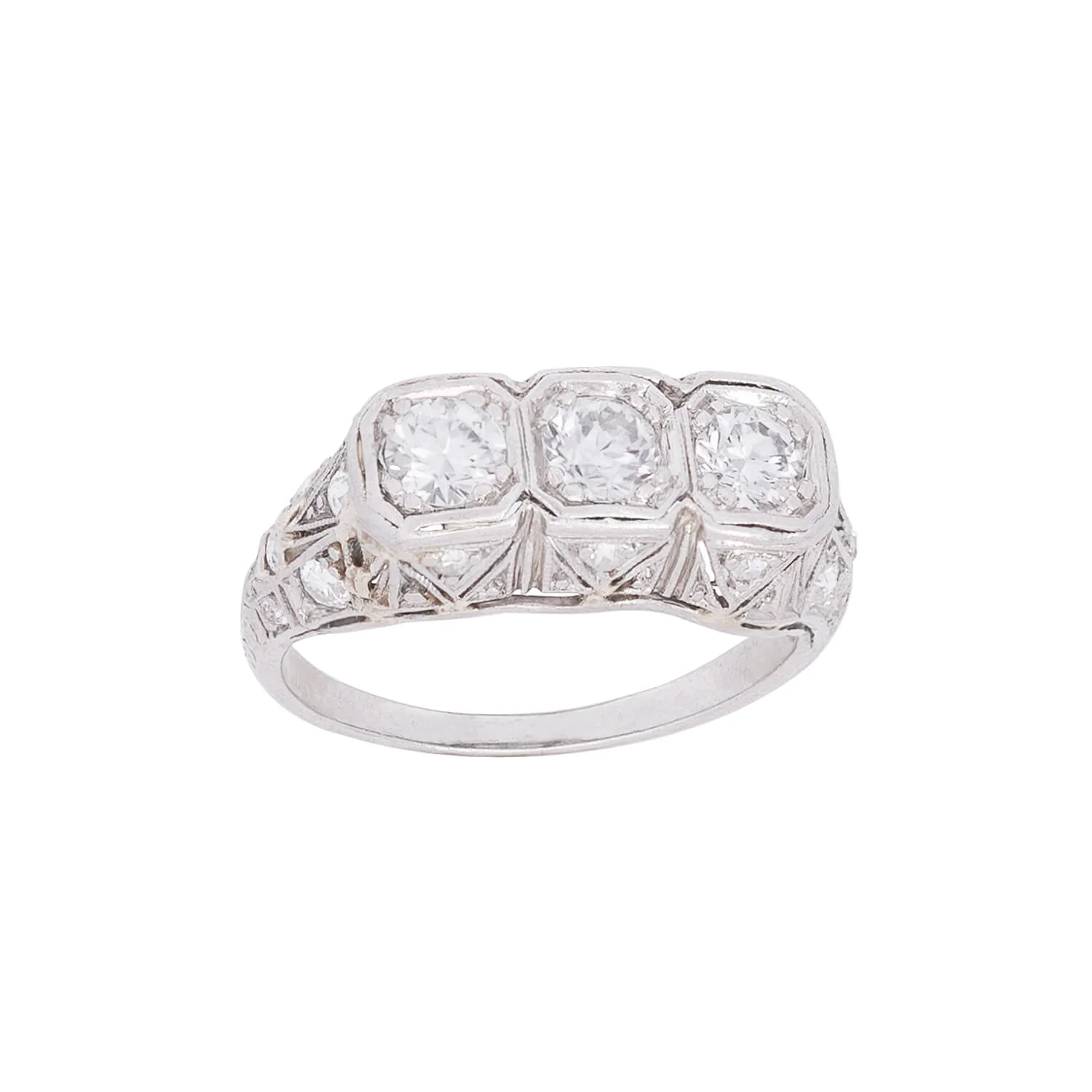 Art Deco Platinum Diamond Engagement Ring .75 - Image 4