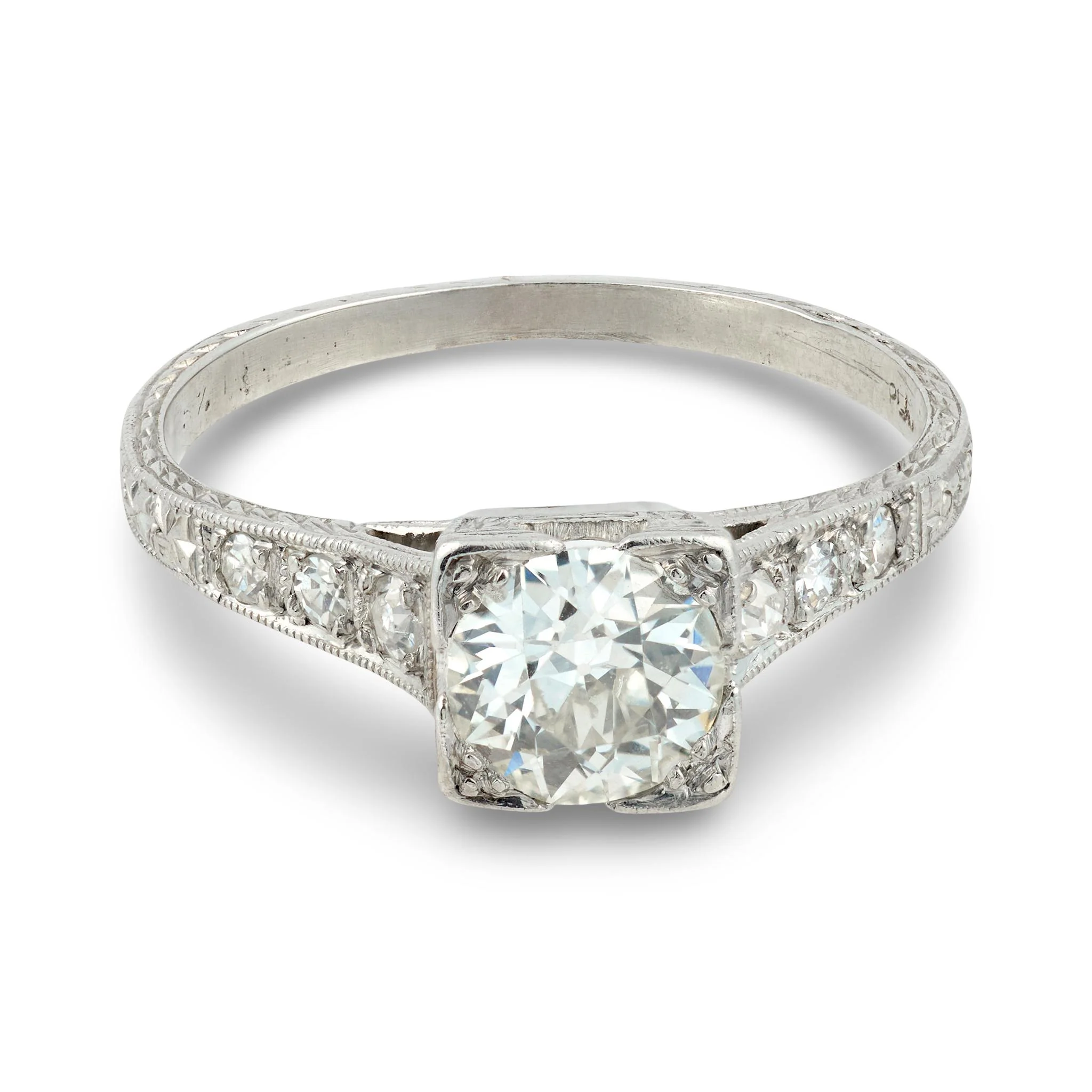 Art Deco Platinum Diamond Engagement Ring .80ct - Image 4