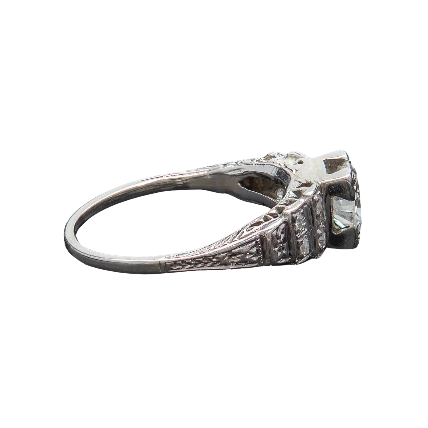 Art Deco Platinum Diamond Engagement Ring .82ct Center - Image 3