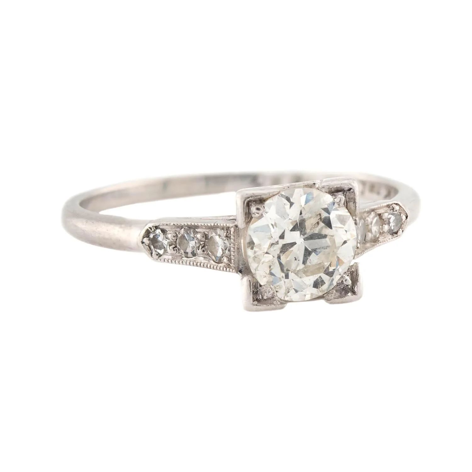 Art Deco Platinum Diamond Engagement Ring .86ct - Image 2