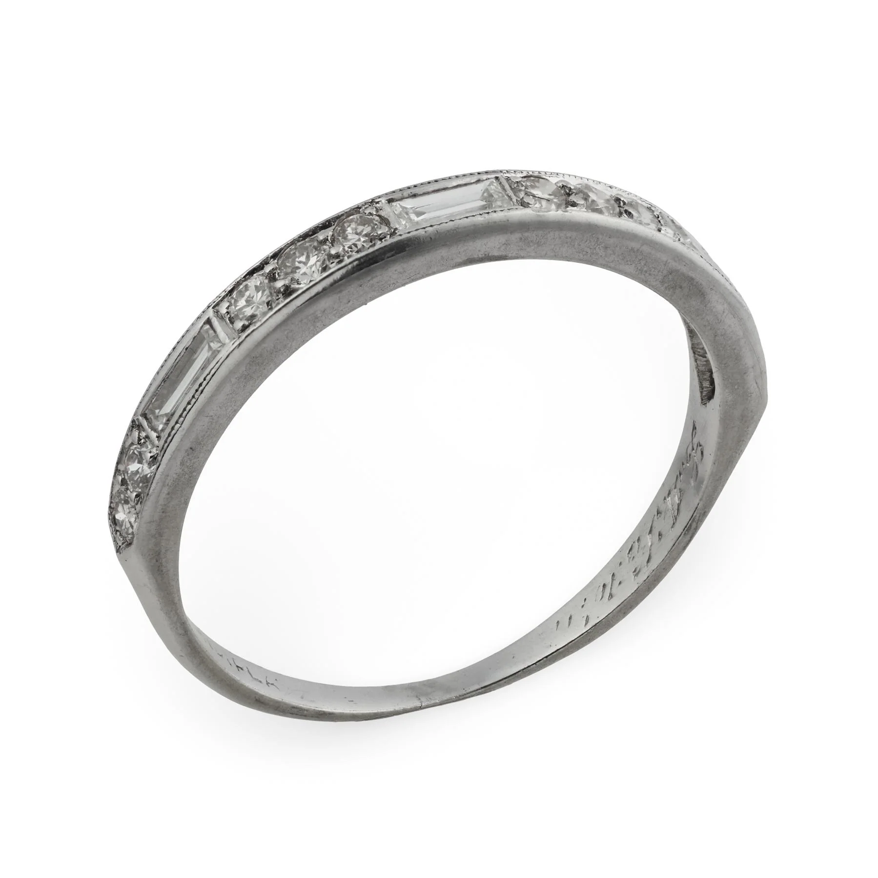 Art Deco Platinum Diamond Half Band - Image 4