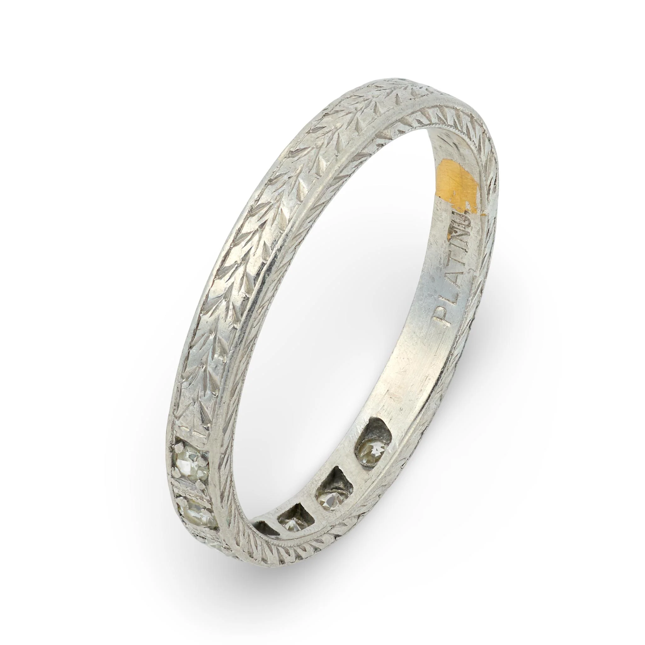 Art Deco Platinum Diamond Half Band - Image 3