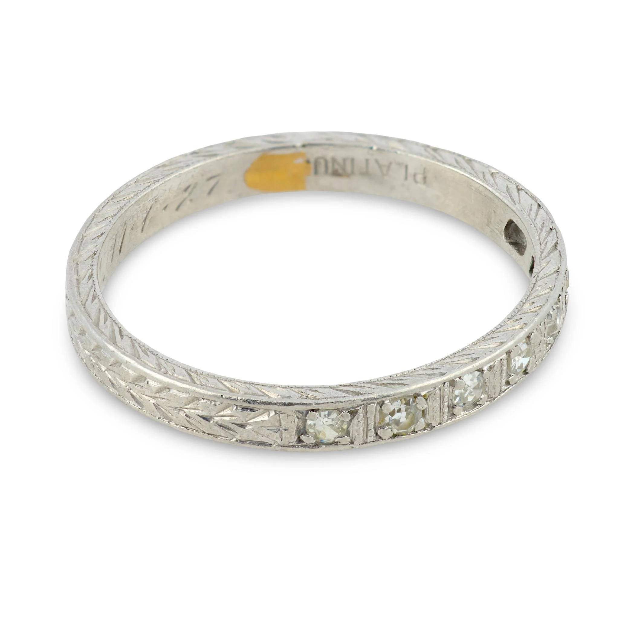 Art Deco Platinum Diamond Half Band - Image 5