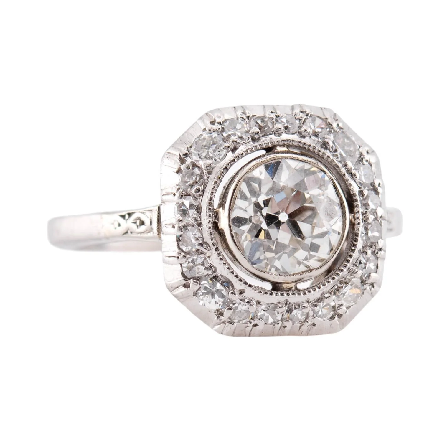 Art Deco Platinum Diamond Halo Engagement Ring 1.40ct - Image 2