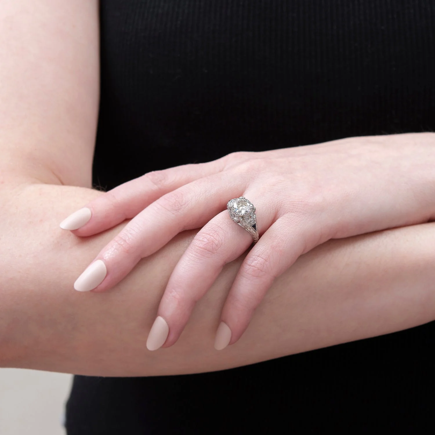 Art Deco Platinum Diamond Ring 2.03ctw - Image 6