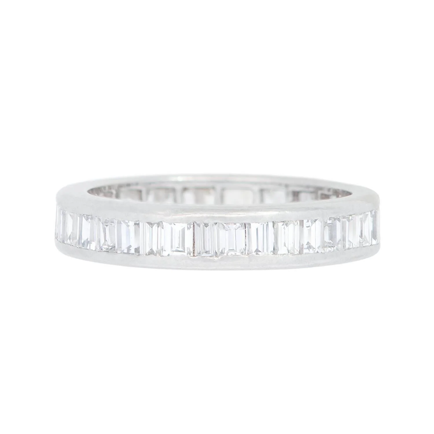 Art Deco Platinum Emerald Cut Diamond Eternity Band - Image 2