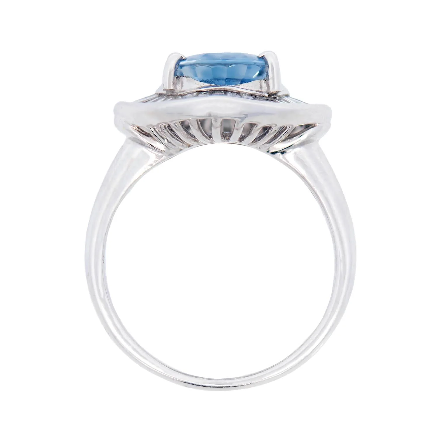 Art Deco Platinum GIA Ceylon Blue Sapphire Engagement Ring - Image 3