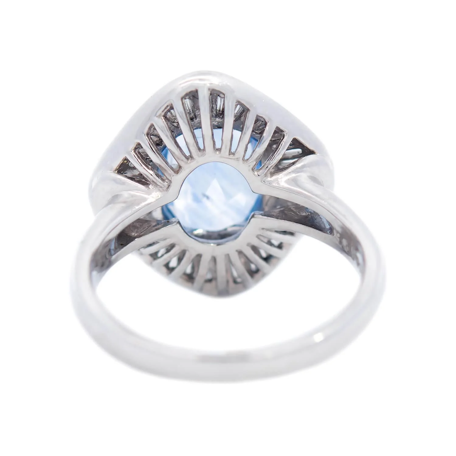 Art Deco Platinum GIA Ceylon Blue Sapphire Engagement Ring - Image 4