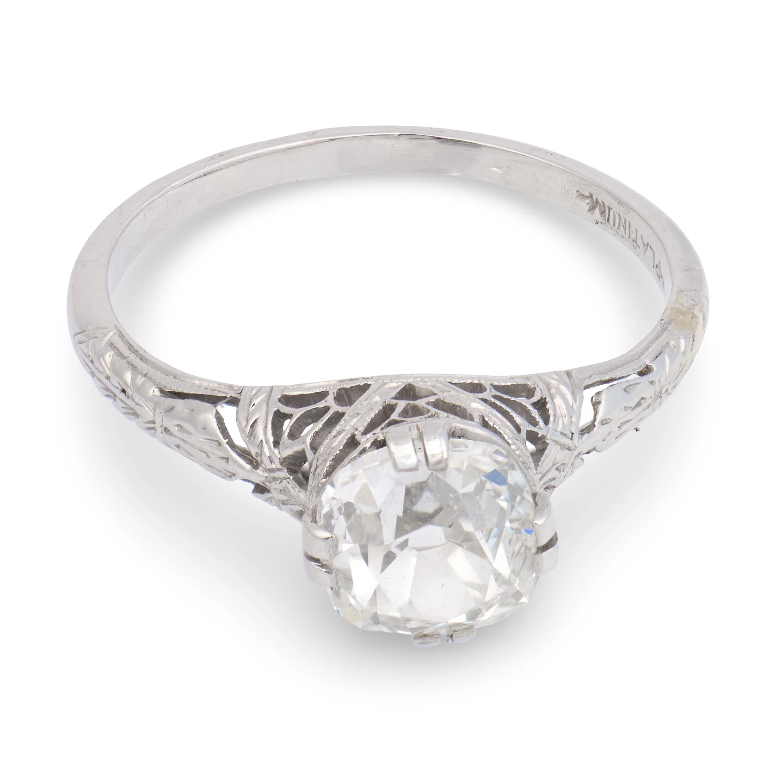 Art Deco Platinum GIA Diamond Engagement Ring 1.50ct. - Image 2