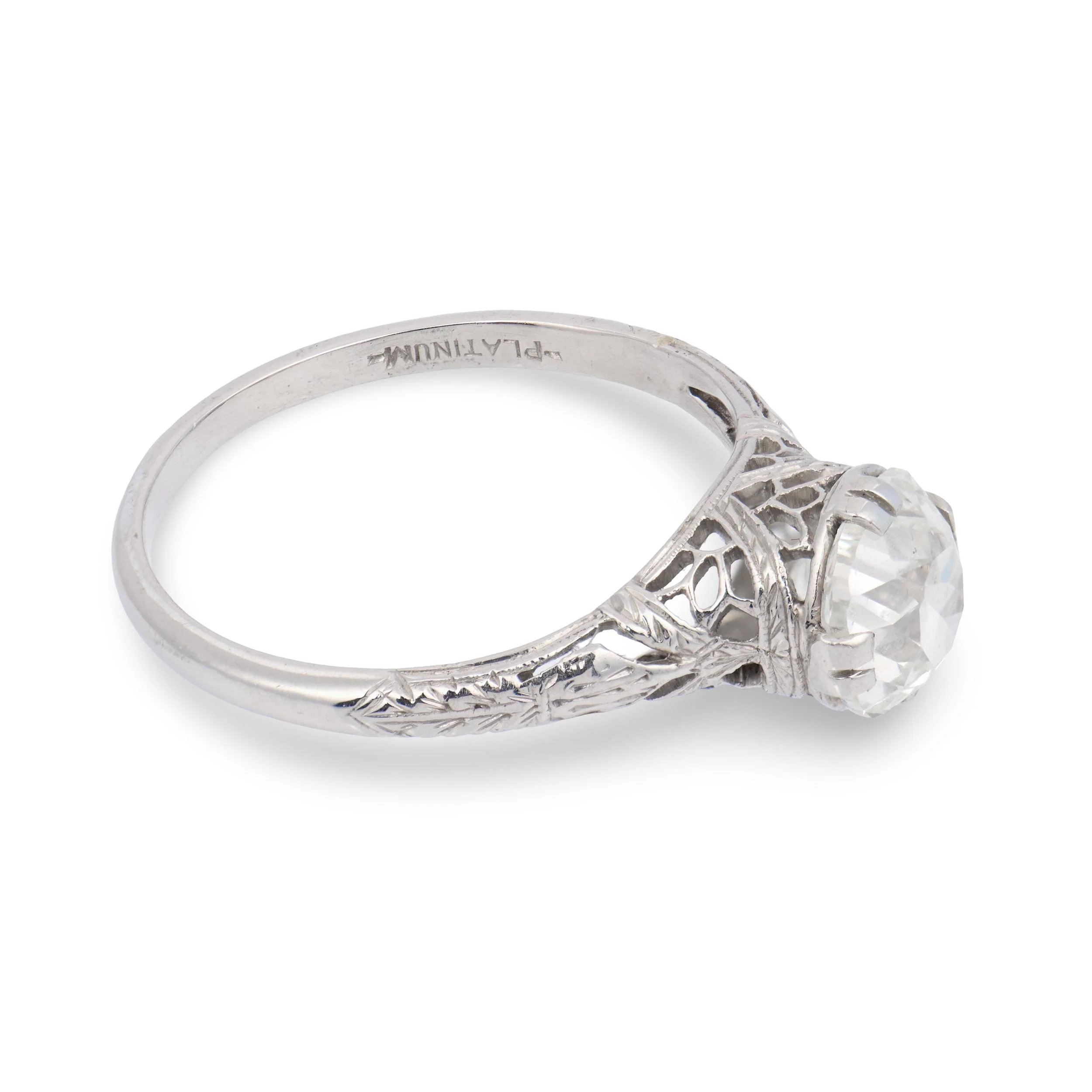 Art Deco Platinum GIA Diamond Engagement Ring 1.50ct. - Image 3