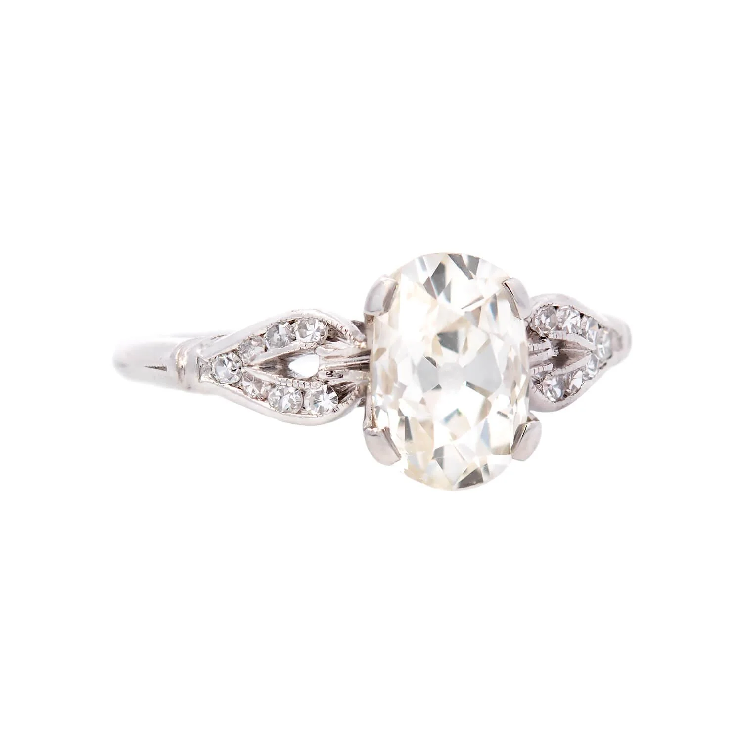 Art Deco Platinum GIA Oval Old Mine Cut Diamond Engagement Ring 1.20ct - Image 2