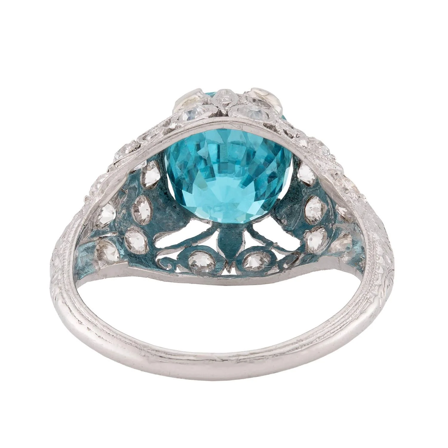 Art Deco Platinum Mounting Zircon & Diamond Ring - Image 5