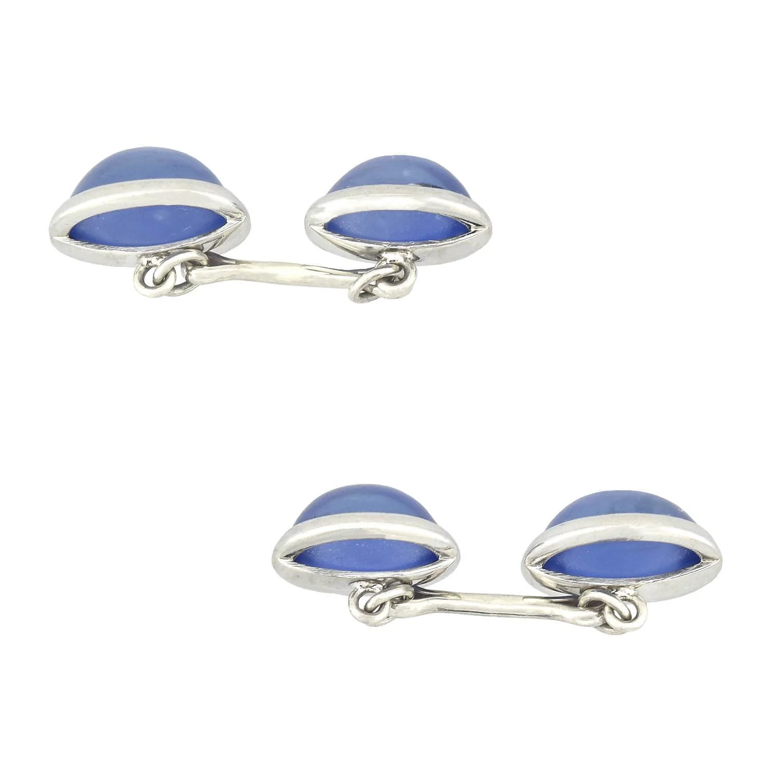 Art Deco Platinum Natural Ceylon Sapphire Cabochon Cufflinks - Image 2