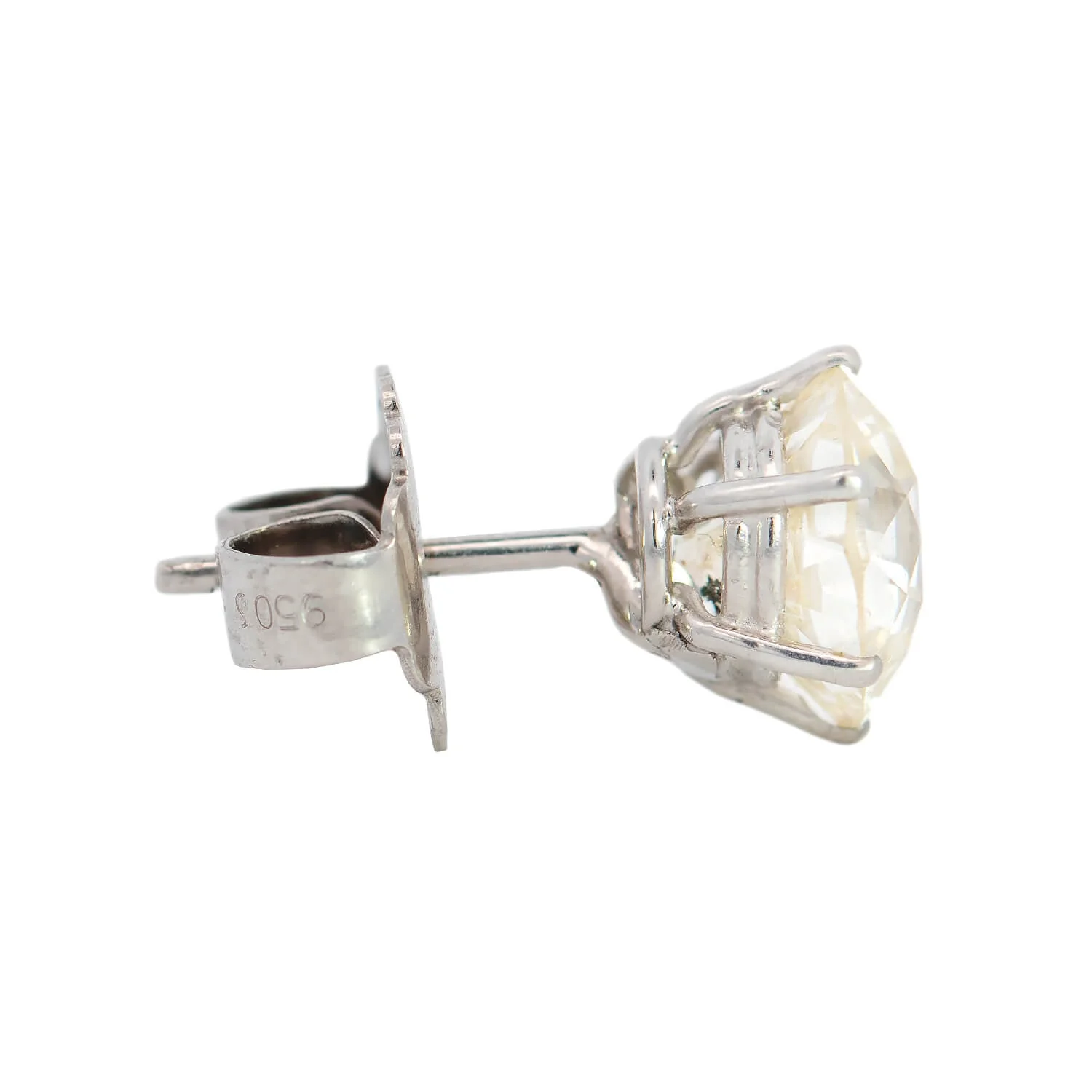 Art Deco Platinum Old European Cut Diamond Studs 5.63ctw - Image 2