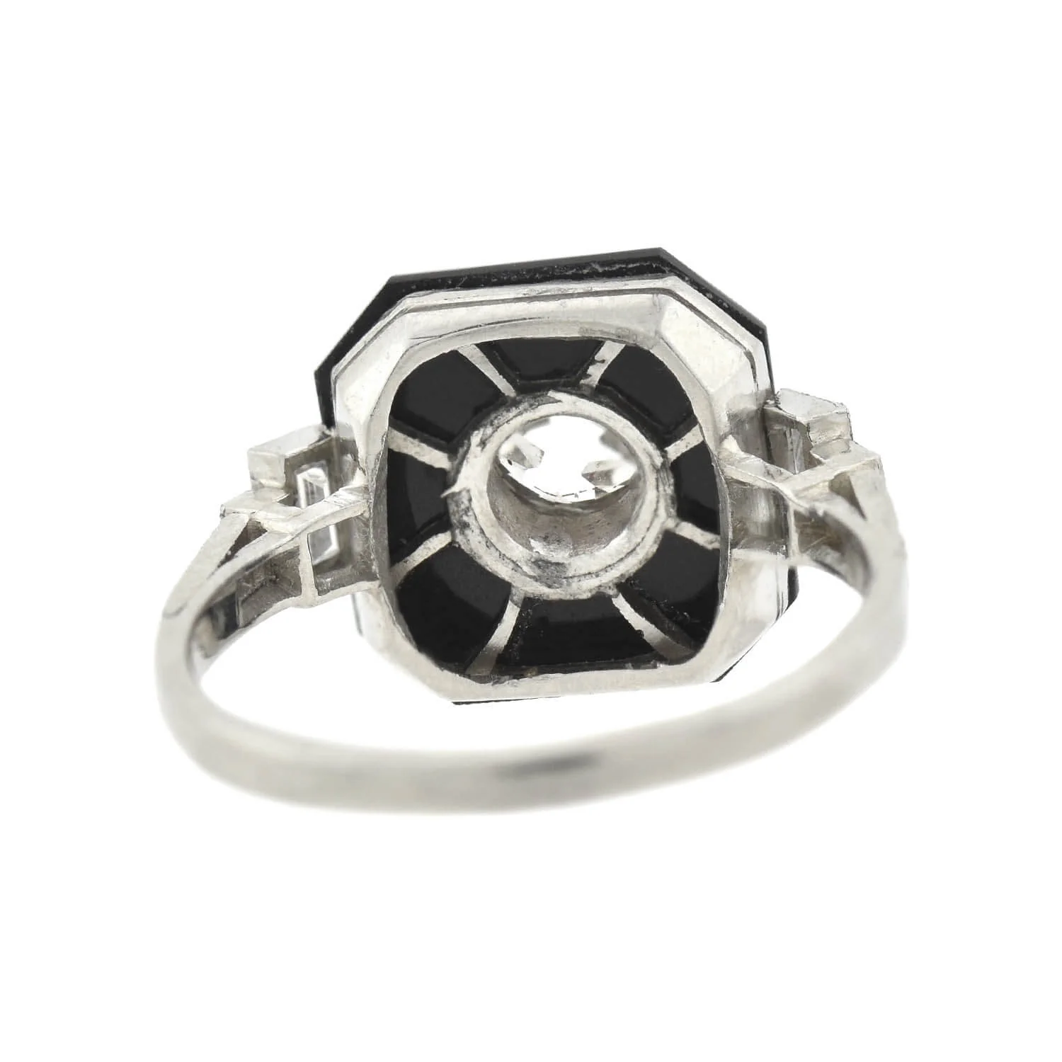 Art Deco Platinum Onyx + Diamond Ring - Image 5