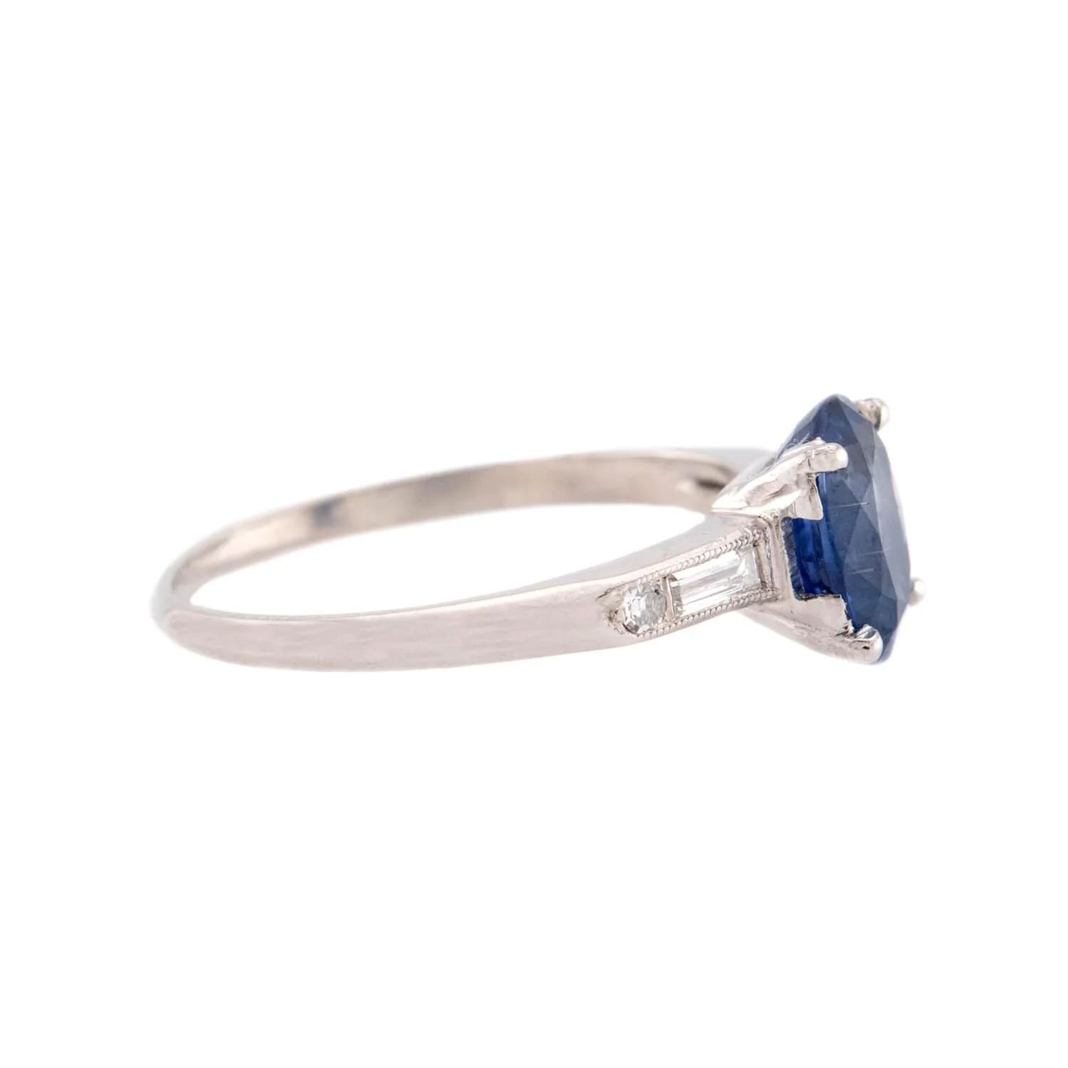 Art Deco Platinum Sapphire & Diamond Ring - Image 3
