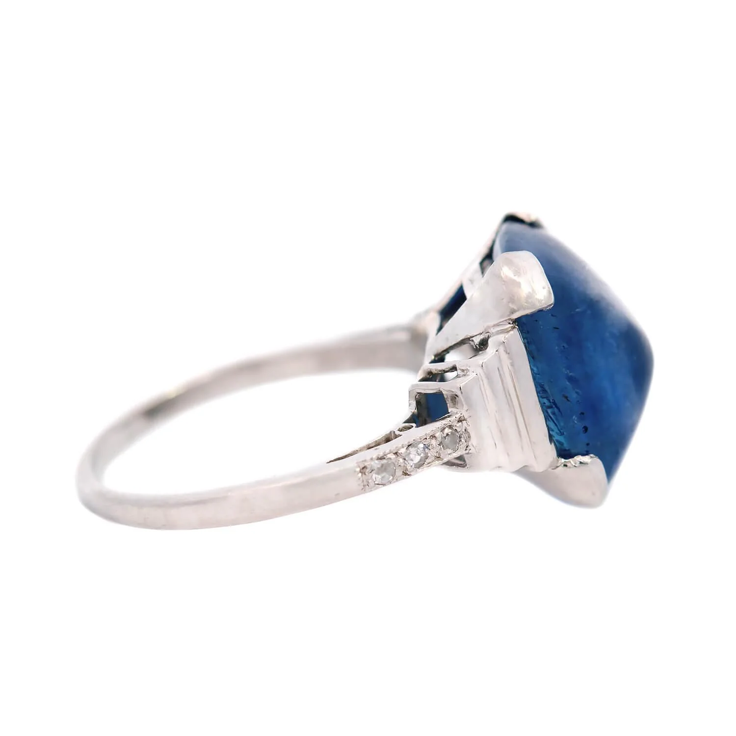Art Deco Platinum Sapphire Sugarloaf Engagement Ring 9.25ctw - Image 3